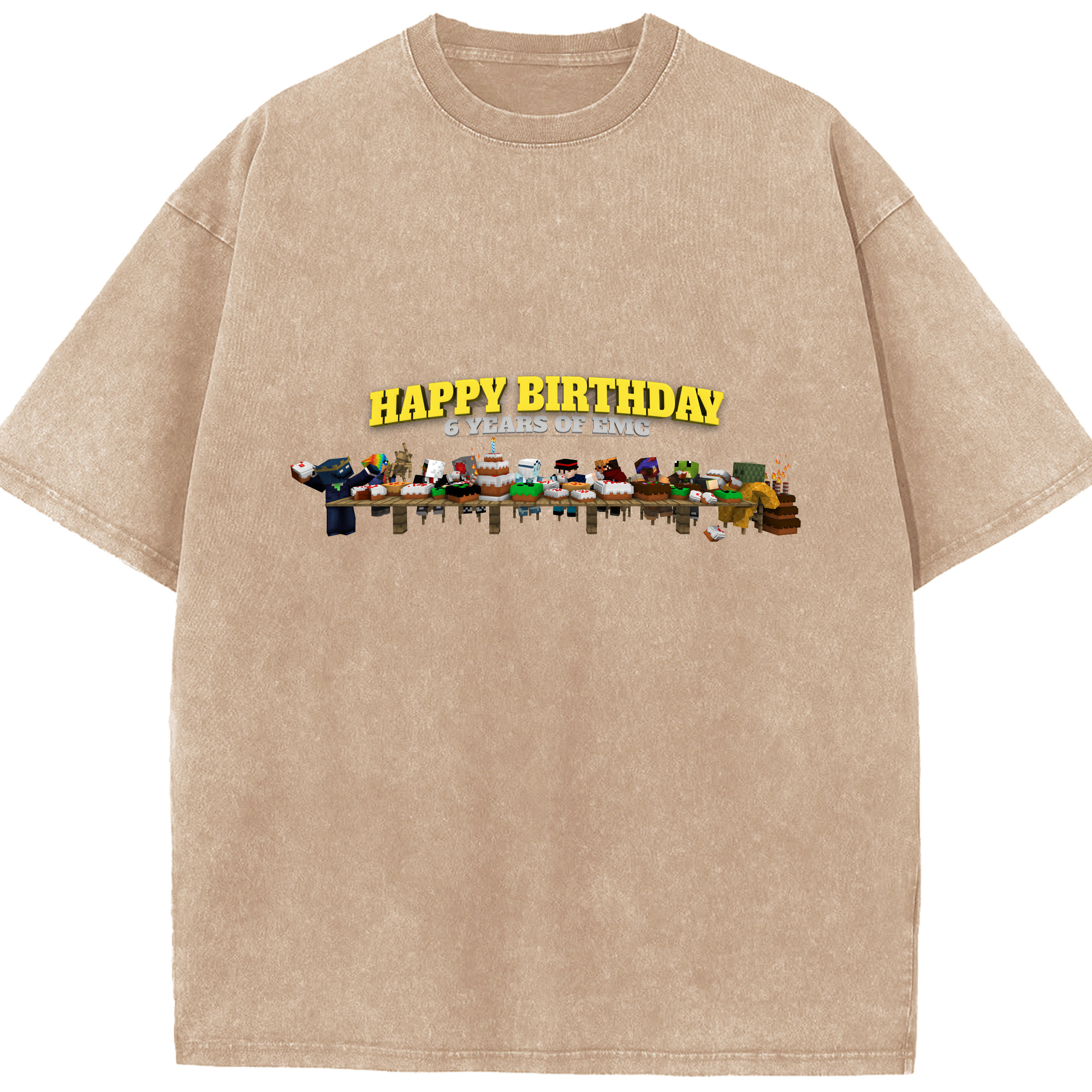 （画像用） マインクラフト ブロックの世界 Minecraft MC Block world 綿100% ヴィンテージ風 半袖Tシャツ（フロントプリント）