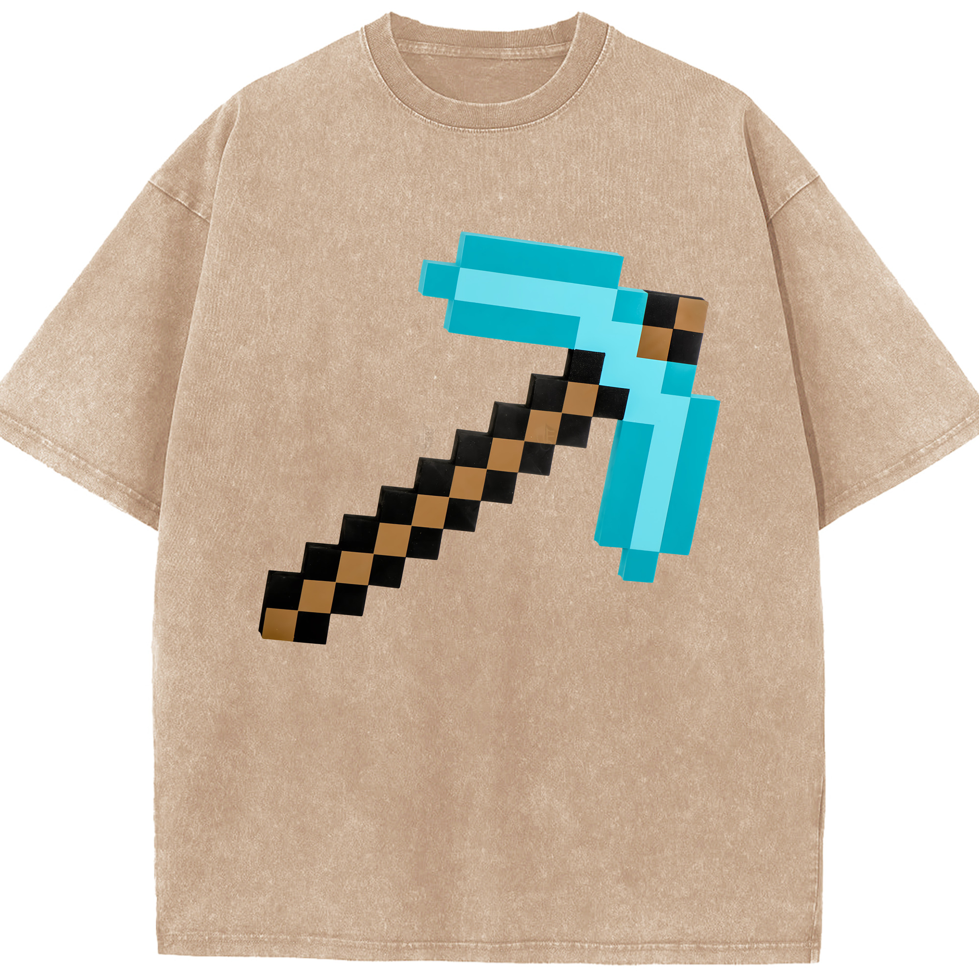 （画像用） マインクラフト ブロックの世界 Minecraft MC Block world 綿100% ヴィンテージ風 半袖Tシャツ（フロントプリント）