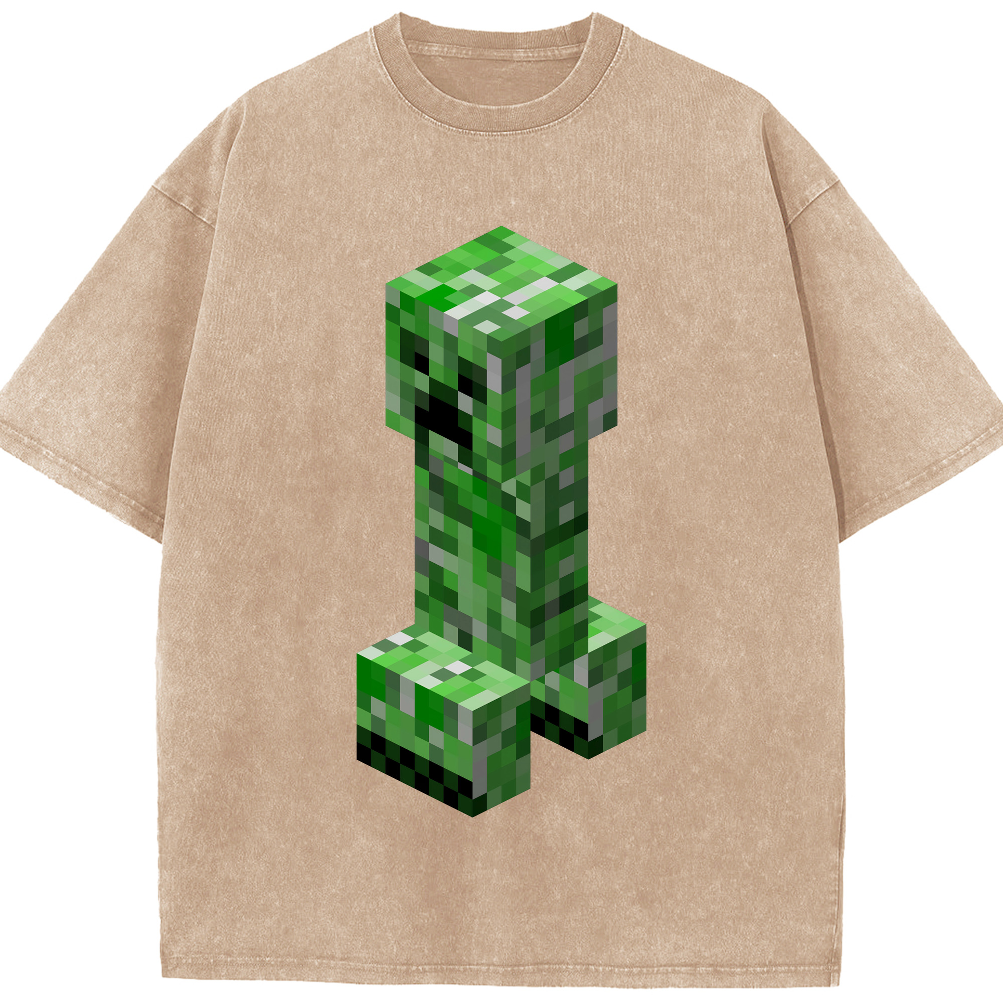 （画像用） マインクラフト ブロックの世界 Minecraft MC Block world 綿100% ヴィンテージ風 半袖Tシャツ（フロントプリント）