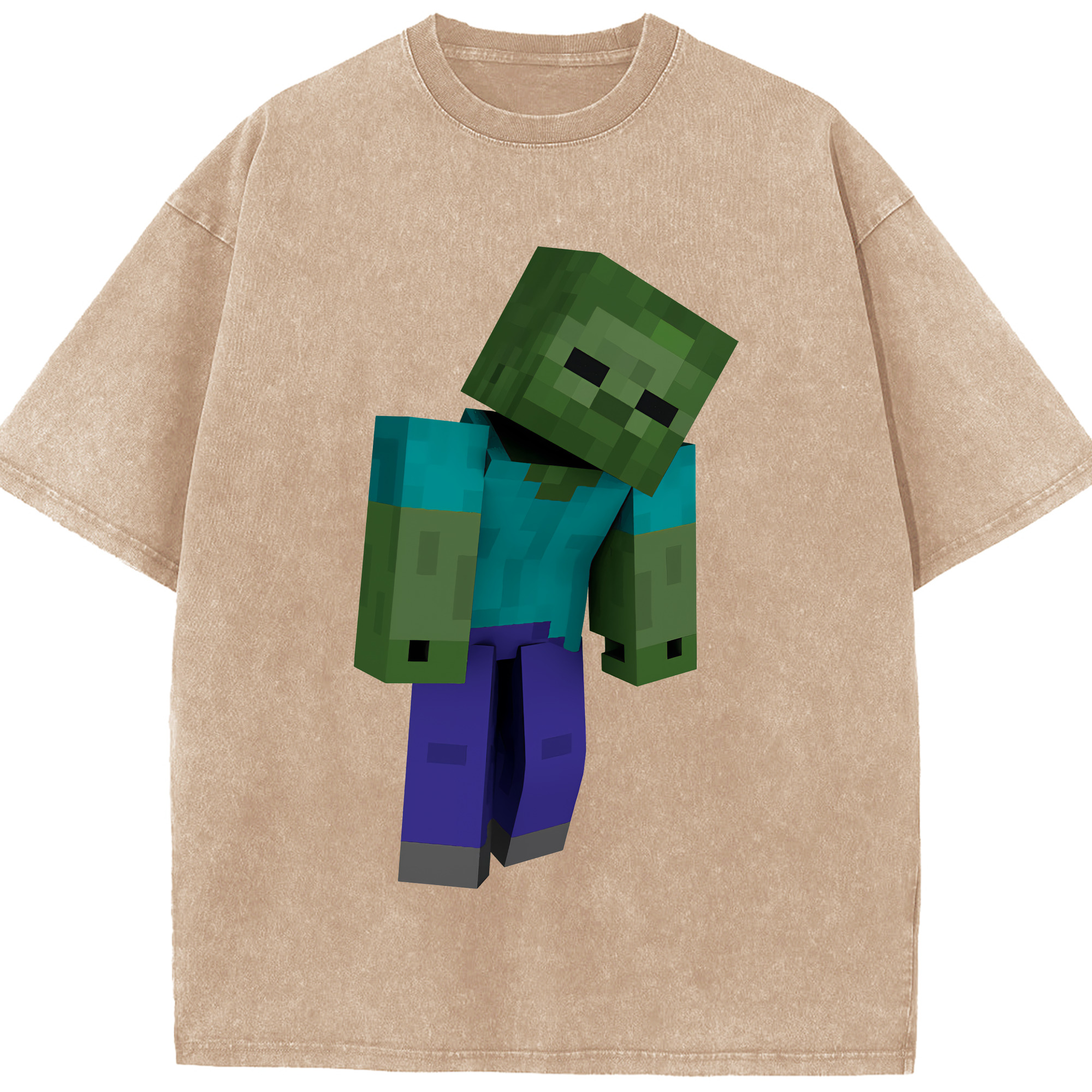 （画像用） マインクラフト ブロックの世界 Minecraft MC Block world 綿100% ヴィンテージ風 半袖Tシャツ（フロントプリント）