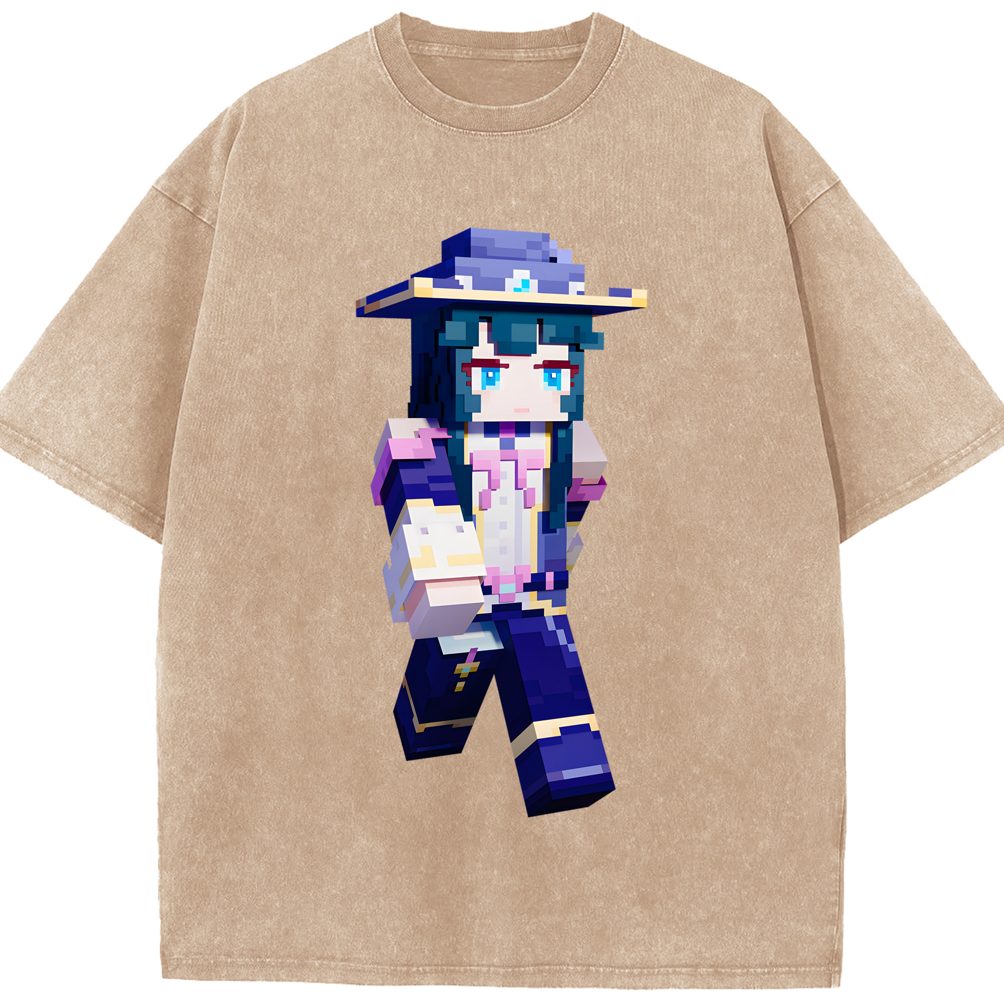 （画像用） マインクラフト ブロックの世界 Minecraft MC Block world 綿100% ヴィンテージ風 半袖Tシャツ（フロントプリント）