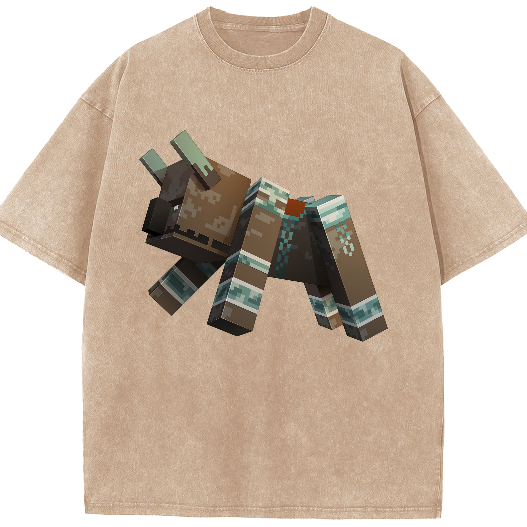（画像用） マインクラフト ブロックの世界 Minecraft MC Block world 綿100% ヴィンテージ風 半袖Tシャツ（フロントプリント）