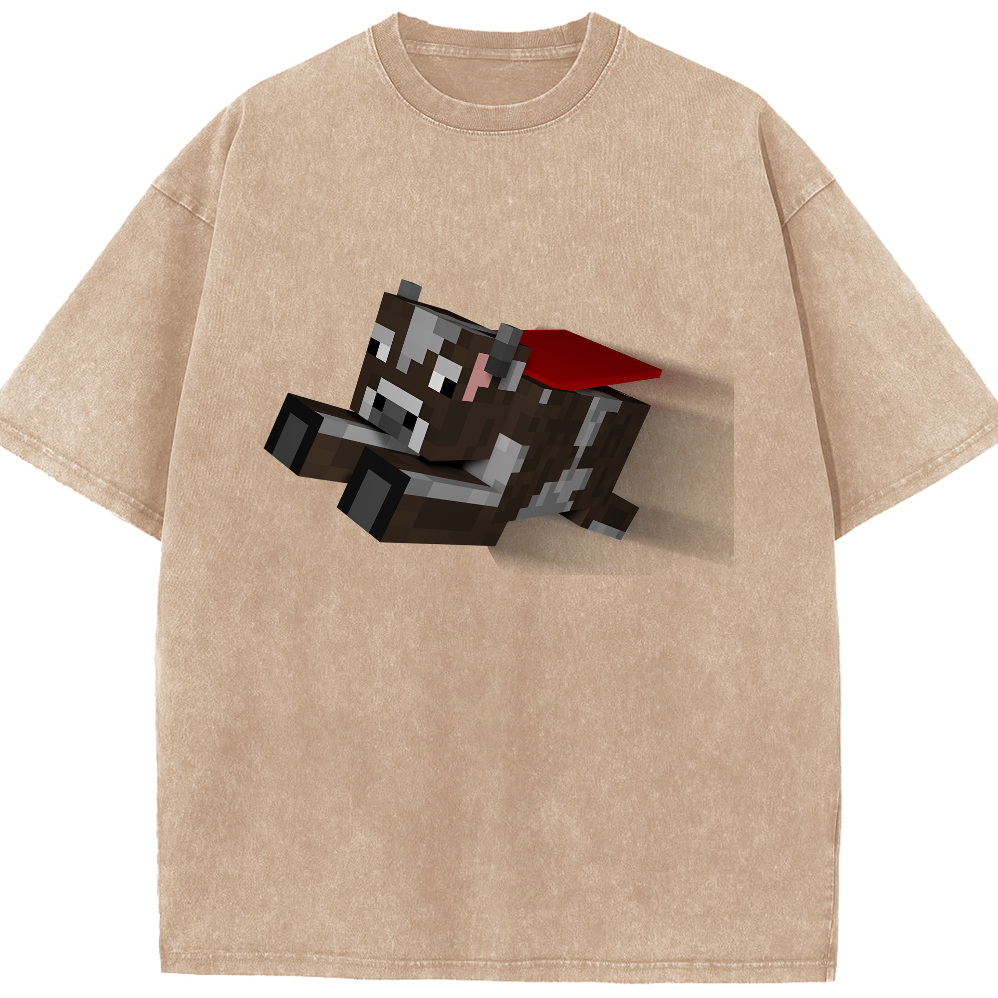 （画像用） マインクラフト ブロックの世界 Minecraft MC Block world 綿100% ヴィンテージ風 半袖Tシャツ（フロントプリント）