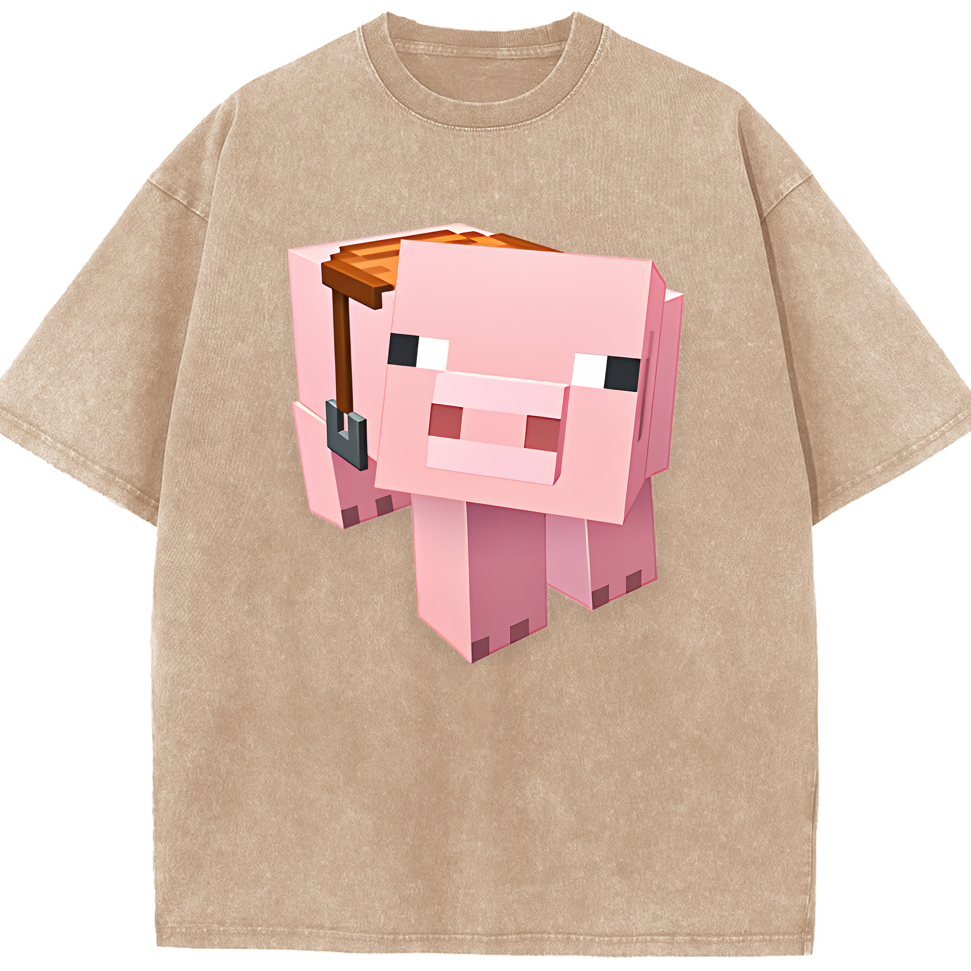 （画像用） マインクラフト ブロックの世界 Minecraft MC Block world 綿100% ヴィンテージ風 半袖Tシャツ（フロントプリント）
