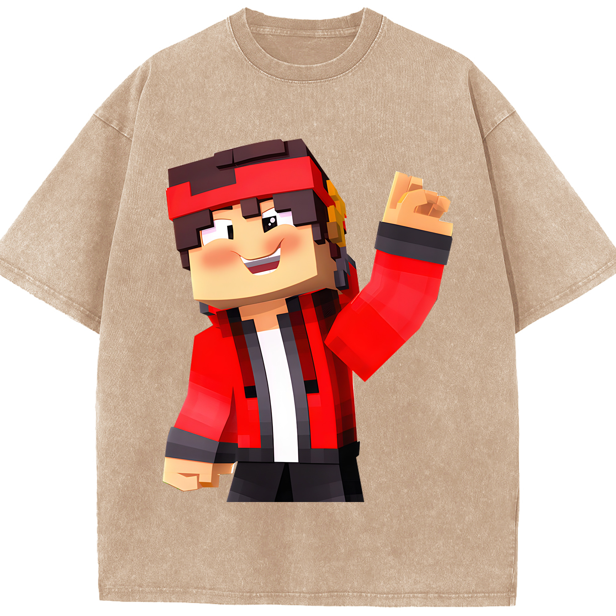 （画像用） マインクラフト ブロックの世界 Minecraft MC Block world 綿100% ヴィンテージ風 半袖Tシャツ（フロントプリント）