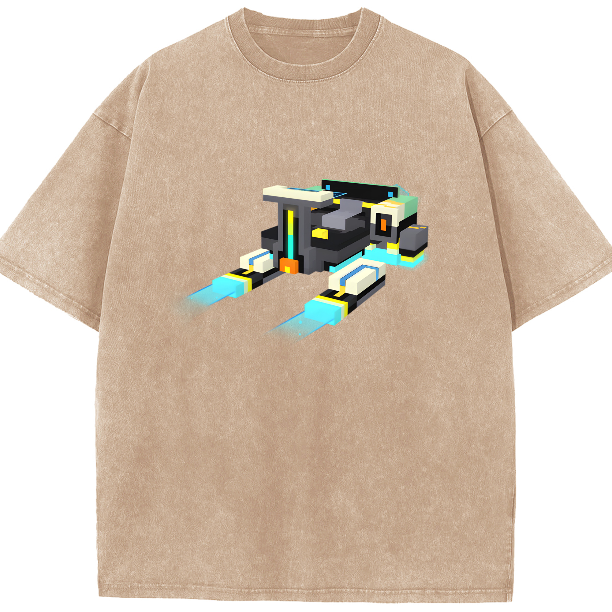 （画像用） マインクラフト ブロックの世界 Minecraft MC Block world 綿100% ヴィンテージ風 半袖Tシャツ（フロントプリント）