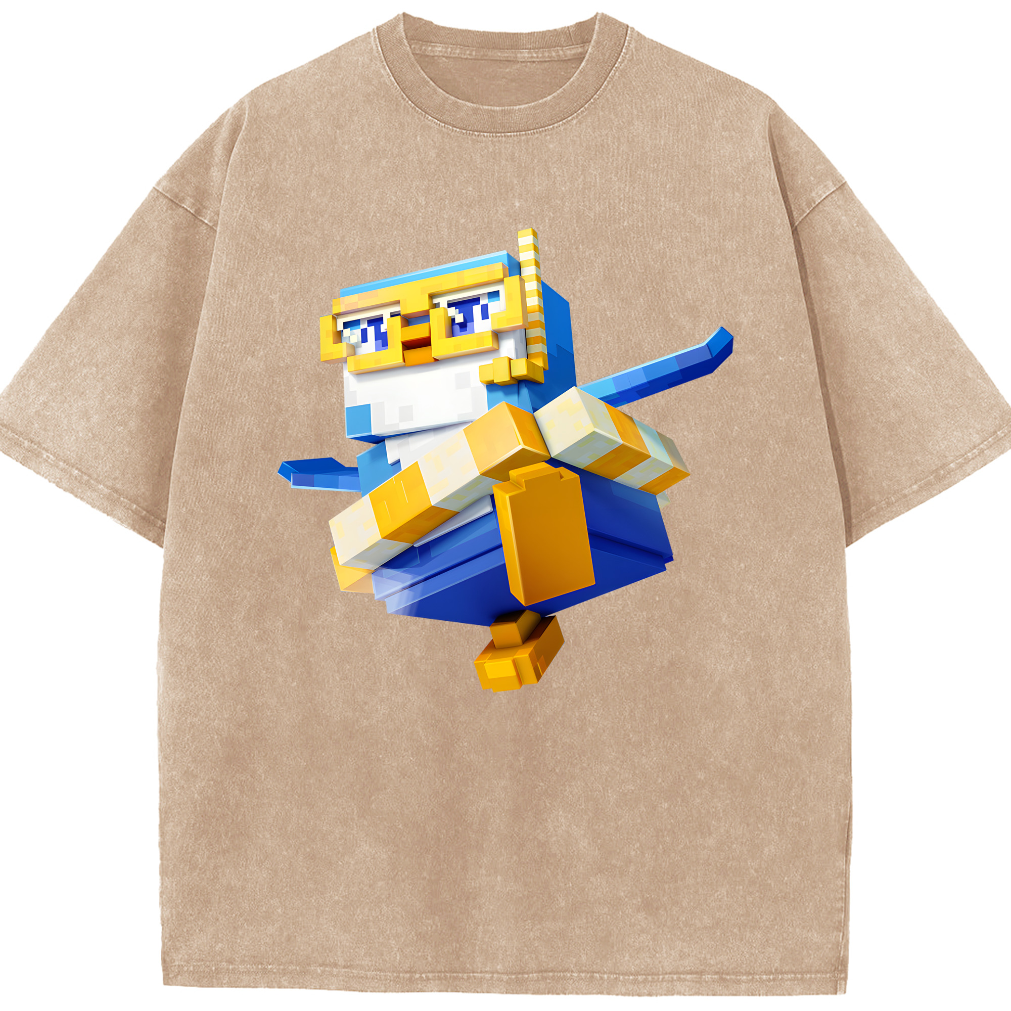 （画像用） マインクラフト ブロックの世界 Minecraft MC Block world 綿100% ヴィンテージ風 半袖Tシャツ（フロントプリント）