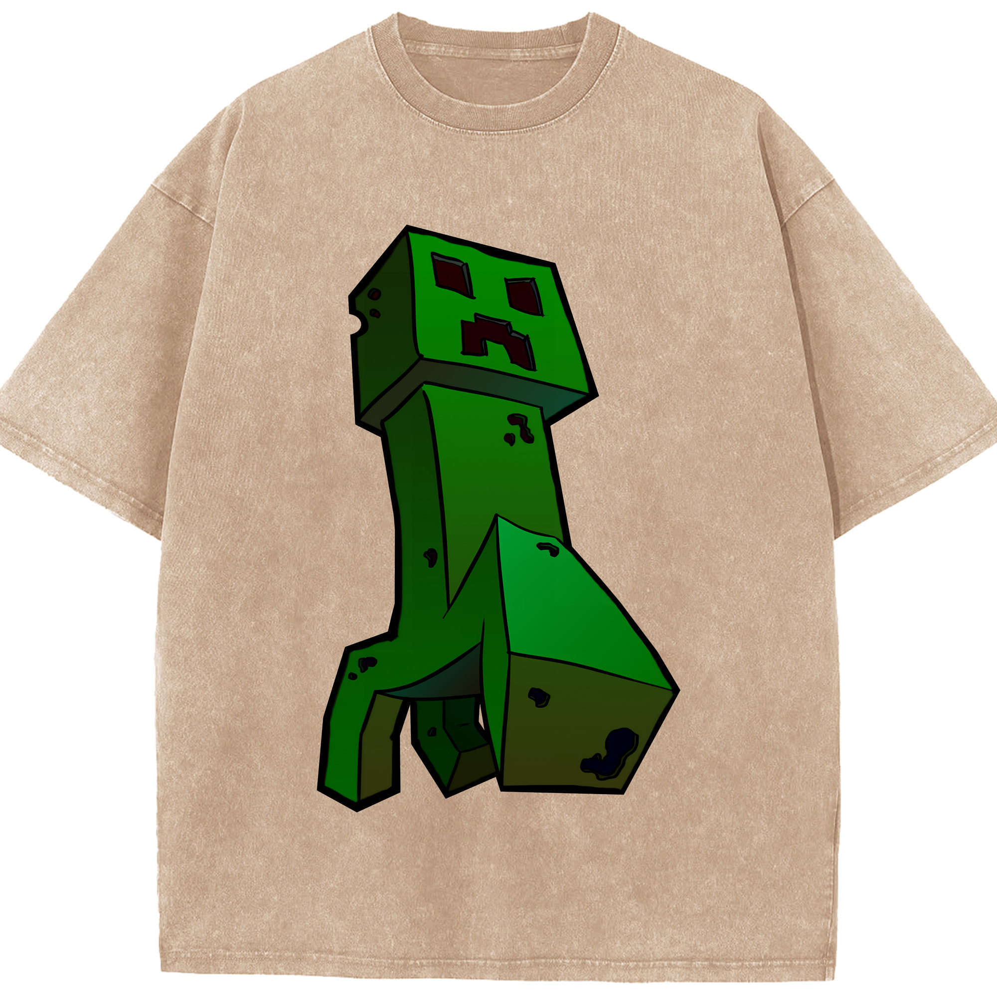 （画像用） マインクラフト ブロックの世界 Minecraft MC Block world 綿100% ヴィンテージ風 半袖Tシャツ（フロントプリント）