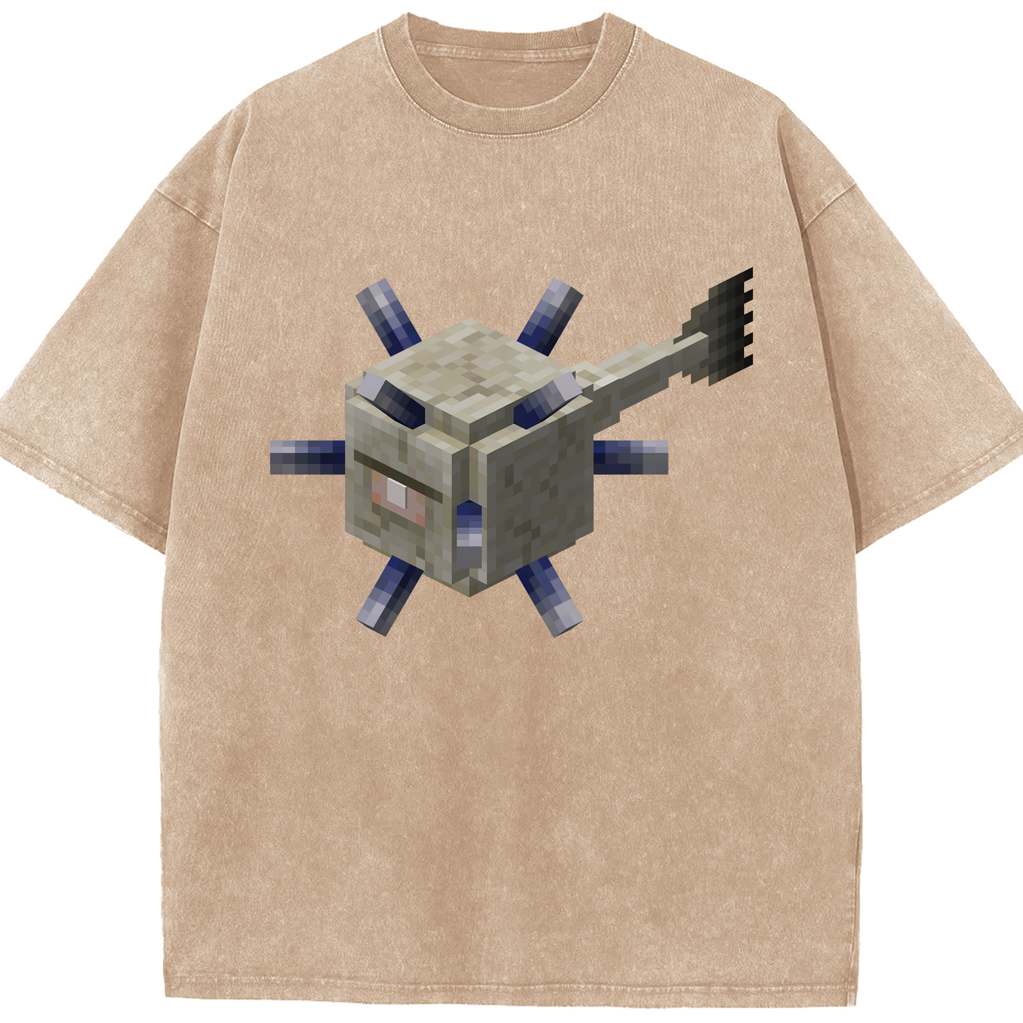 （画像用） マインクラフト ブロックの世界 Minecraft MC Block world 綿100% ヴィンテージ風 半袖Tシャツ（フロントプリント）