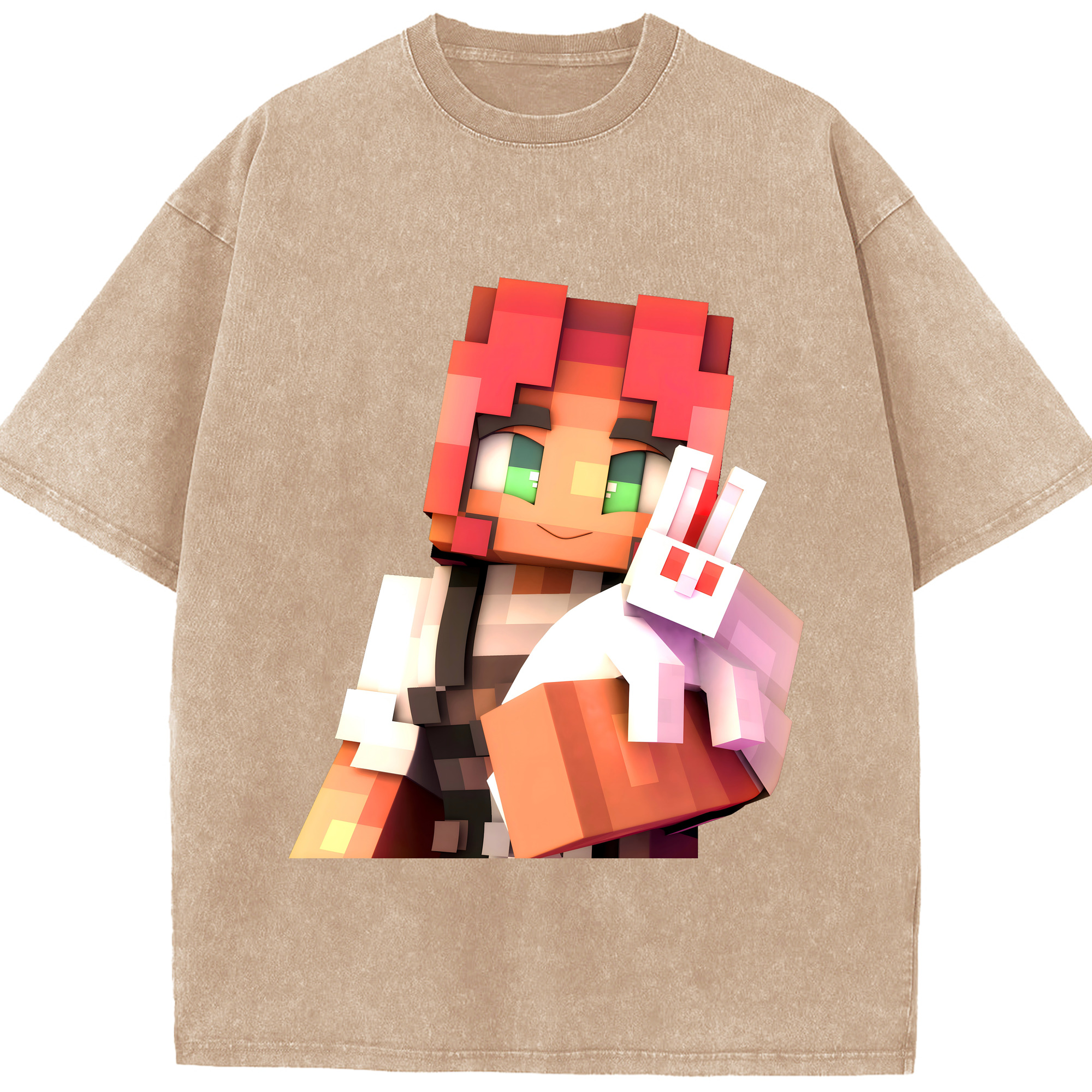 （画像用） マインクラフト ブロックの世界 Minecraft MC Block world 綿100% ヴィンテージ風 半袖Tシャツ（フロントプリント）