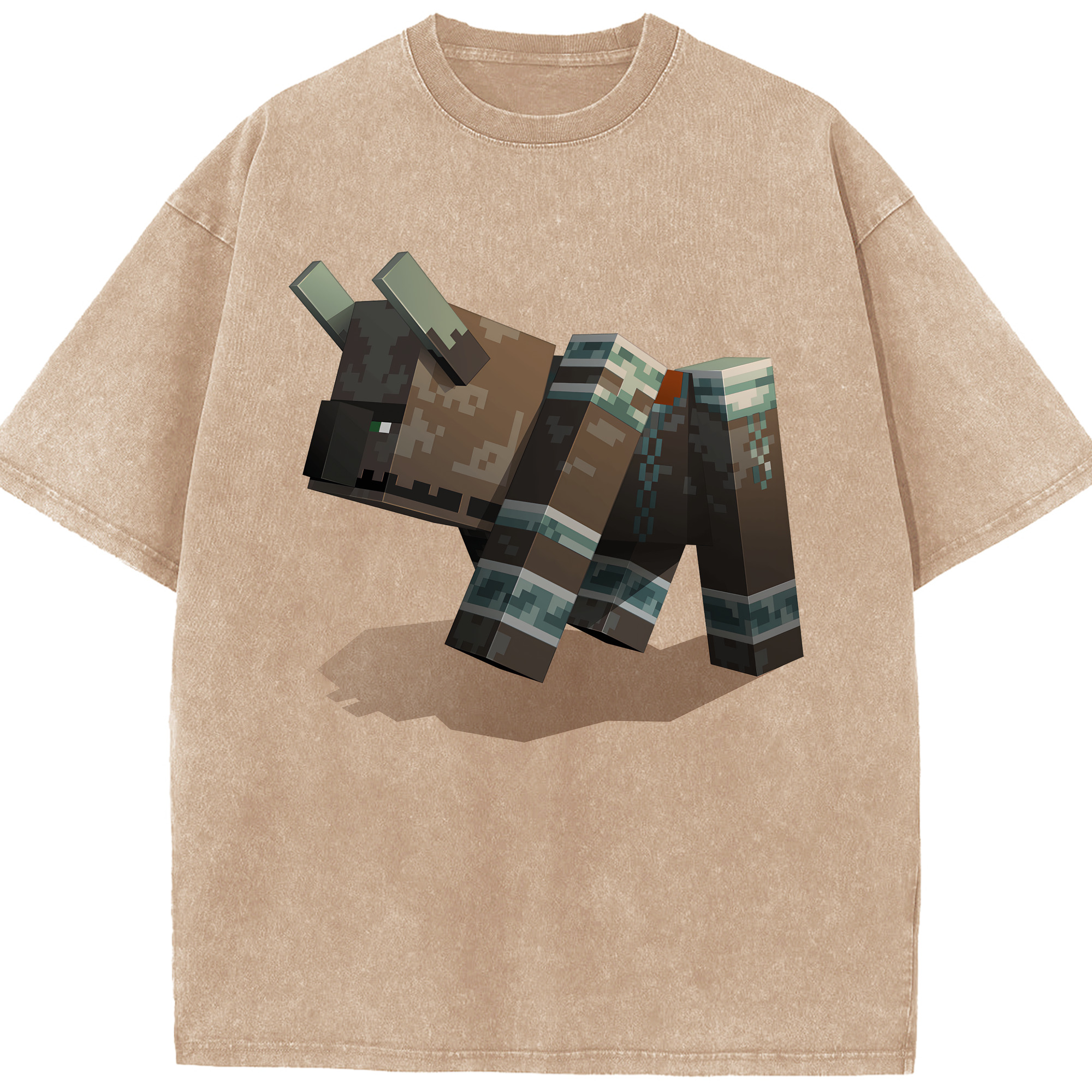（画像用） マインクラフト ブロックの世界 Minecraft MC Block world 綿100% ヴィンテージ風 半袖Tシャツ（フロントプリント）