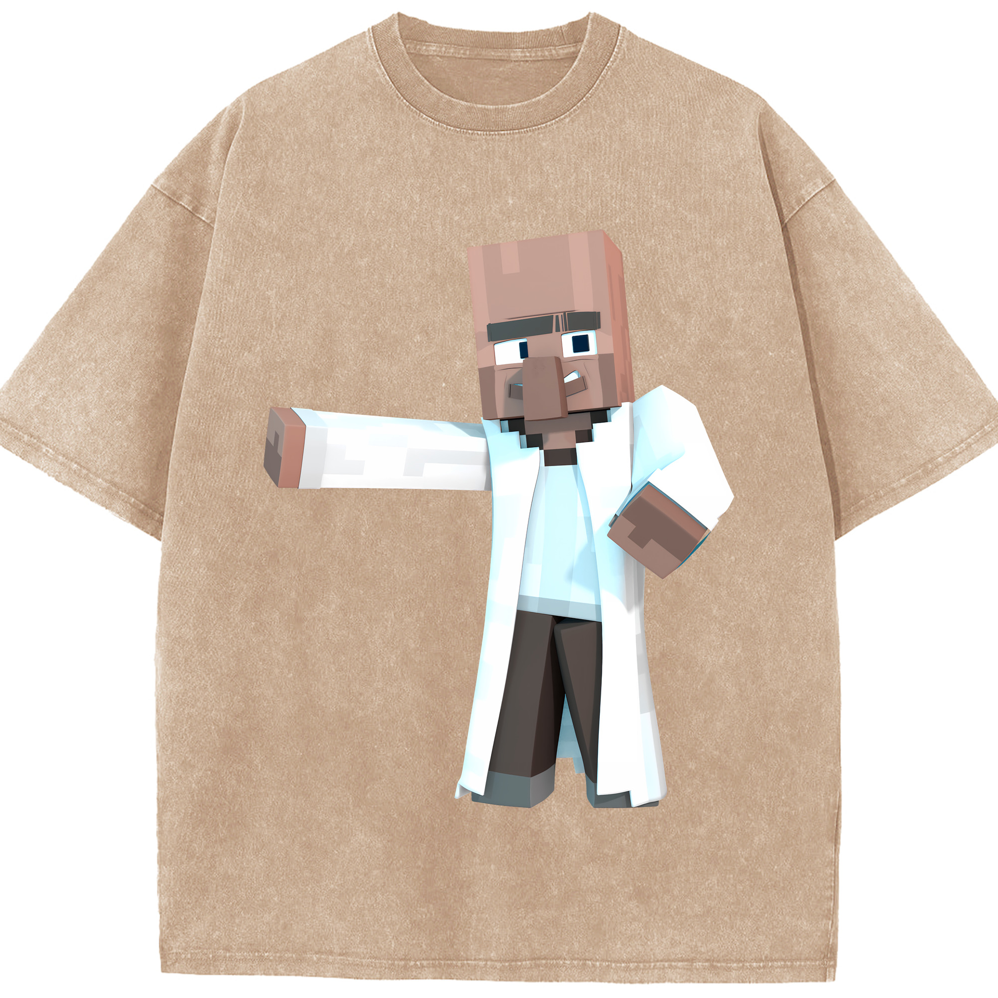 （画像用） マインクラフト ブロックの世界 Minecraft MC Block world 綿100% ヴィンテージ風 半袖Tシャツ（フロントプリント）