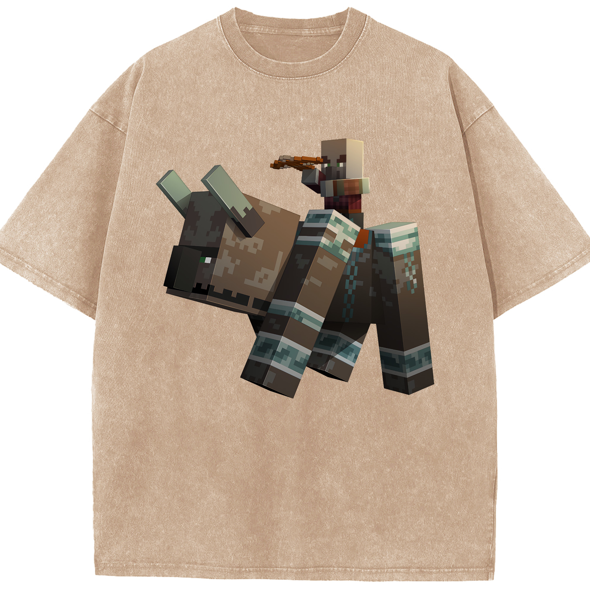 （画像用） マインクラフト ブロックの世界 Minecraft MC Block world 綿100% ヴィンテージ風 半袖Tシャツ（フロントプリント）