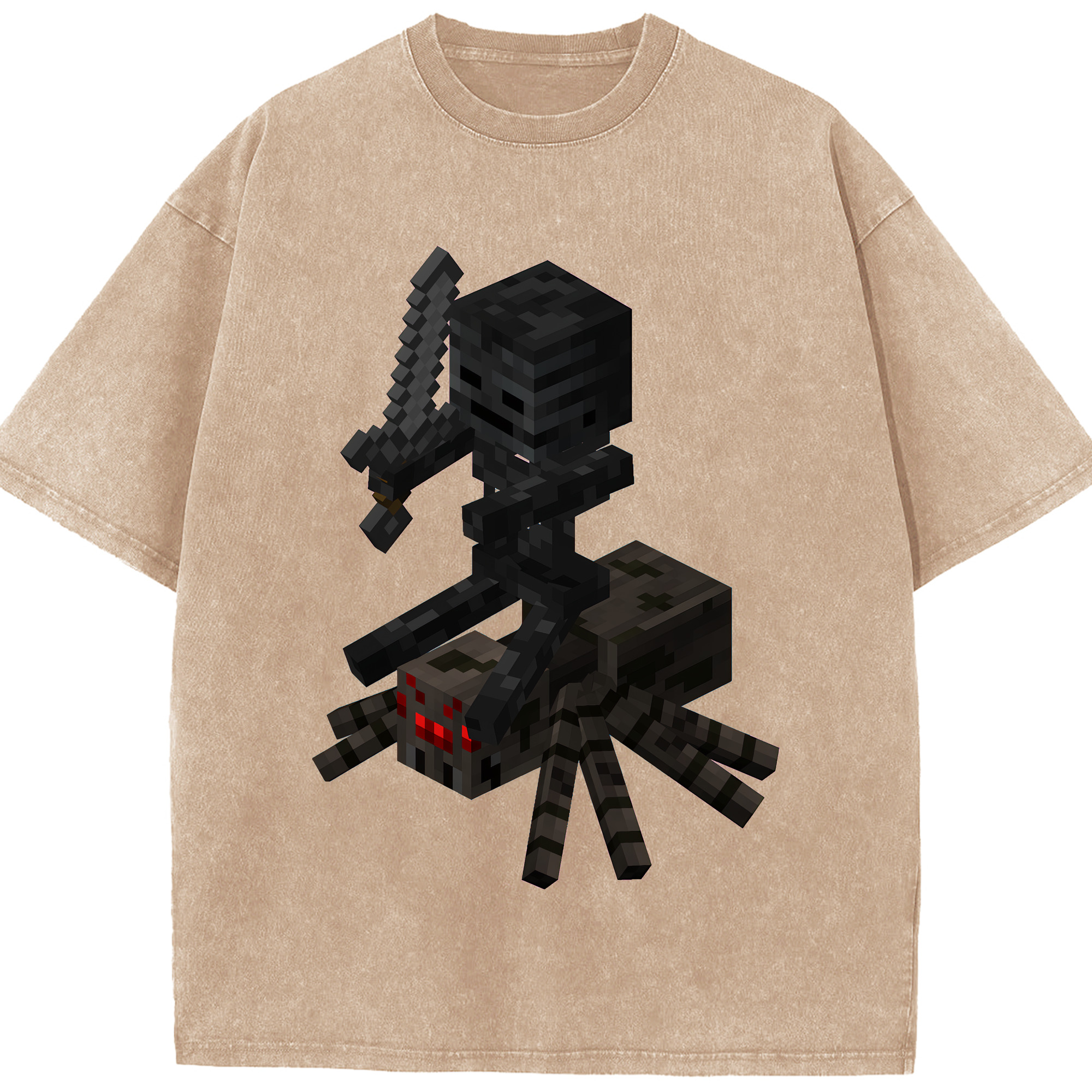 （画像用） マインクラフト ブロックの世界 Minecraft MC Block world 綿100% ヴィンテージ風 半袖Tシャツ（フロントプリント）