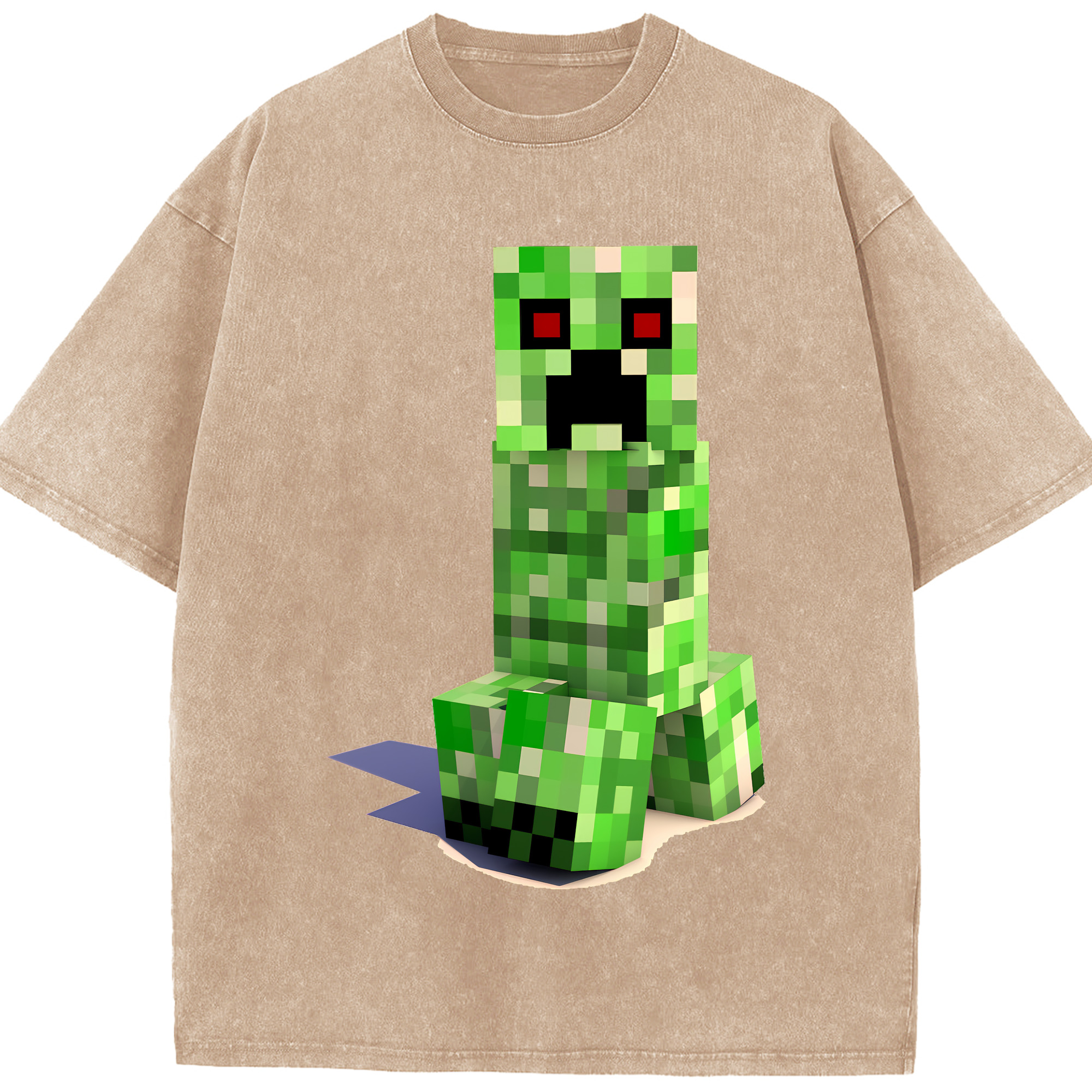 （画像用） マインクラフト ブロックの世界 Minecraft MC Block world 綿100% ヴィンテージ風 半袖Tシャツ（フロントプリント）
