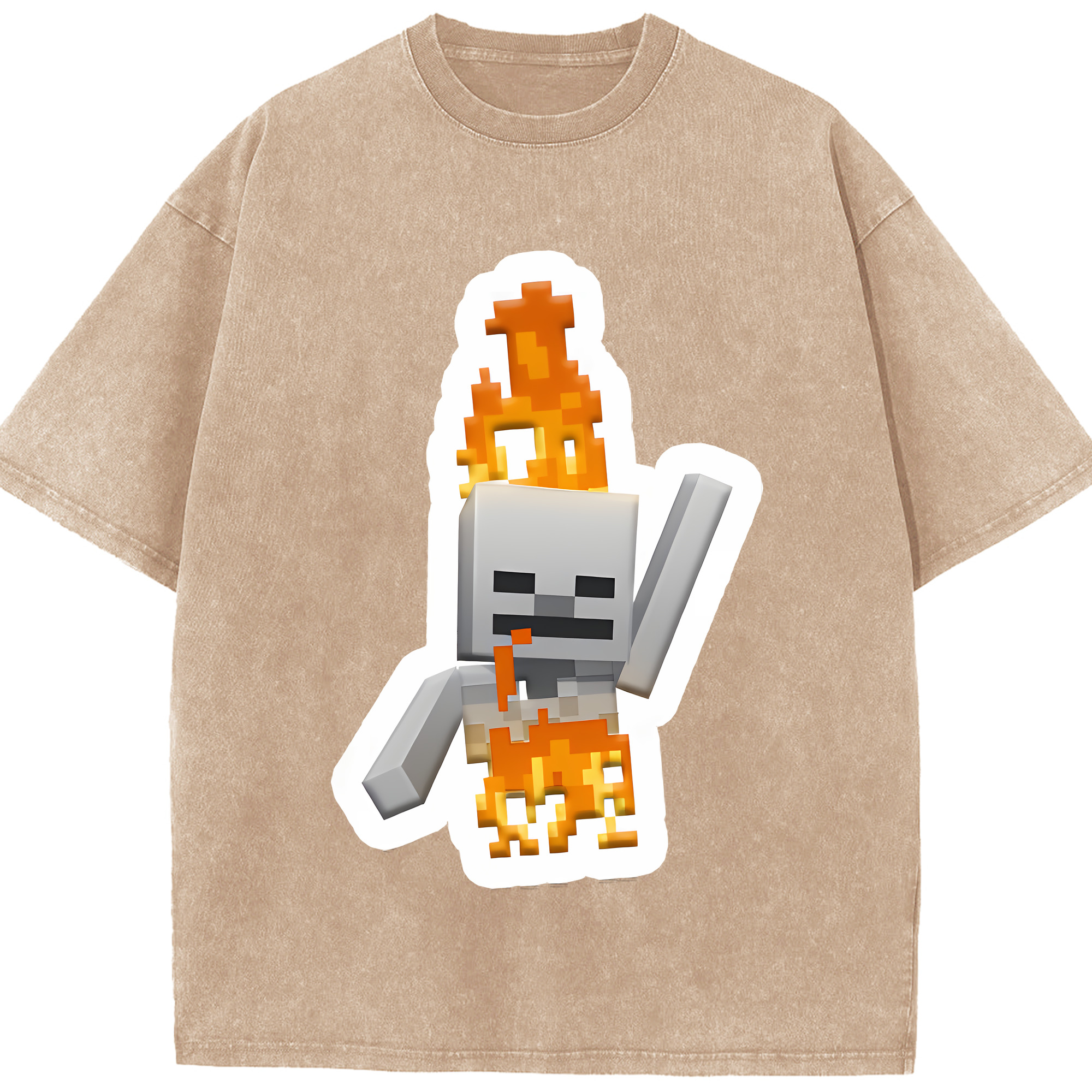 （画像用） マインクラフト ブロックの世界 Minecraft MC Block world 綿100% ヴィンテージ風 半袖Tシャツ（フロントプリント）