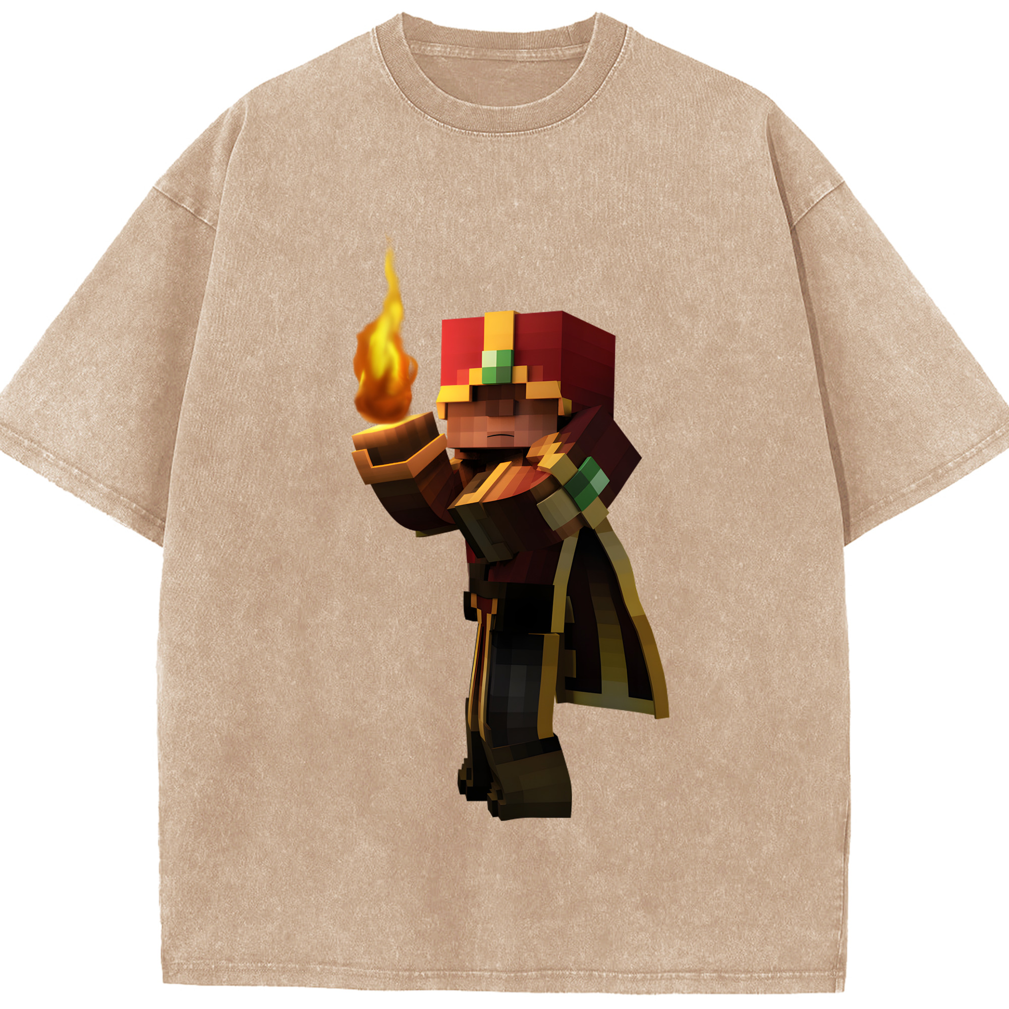 （画像用） マインクラフト ブロックの世界 Minecraft MC Block world 綿100% ヴィンテージ風 半袖Tシャツ（フロントプリント）
