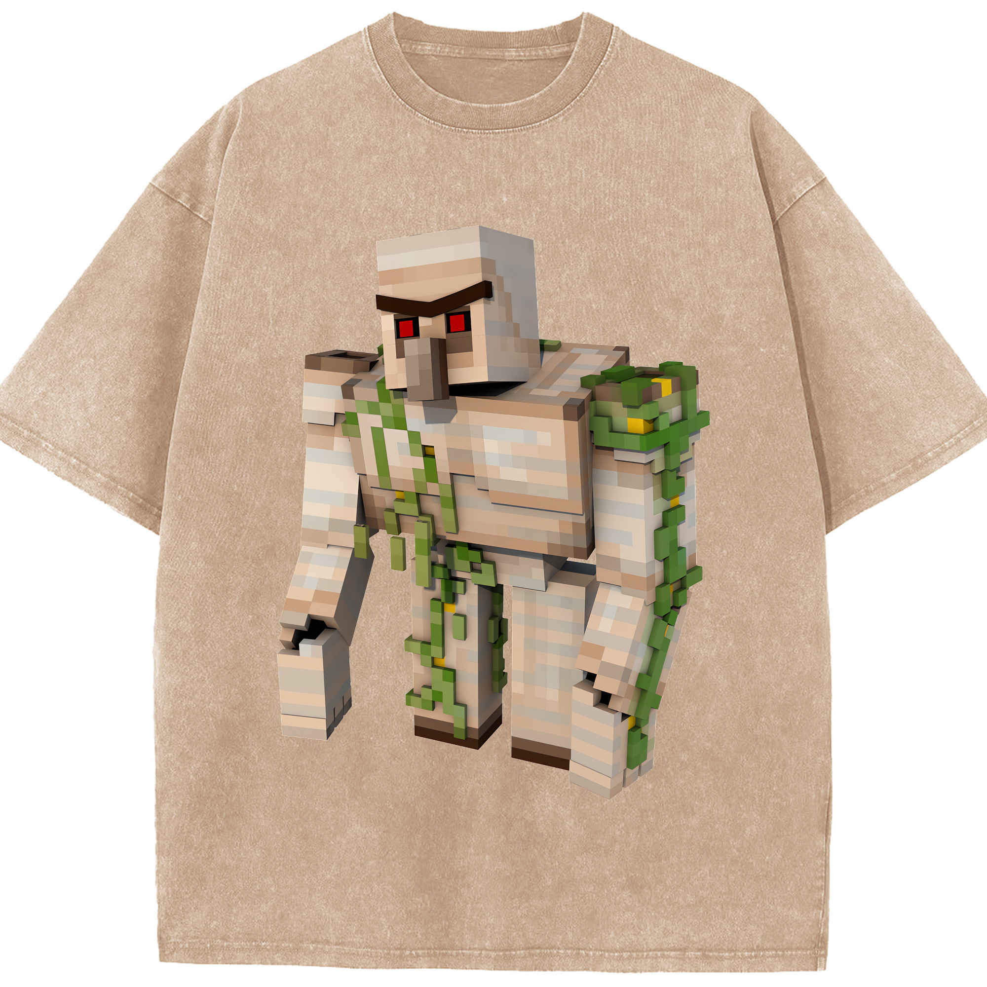 （画像用） マインクラフト ブロックの世界 Minecraft MC Block world 綿100% ヴィンテージ風 半袖Tシャツ（フロントプリント）