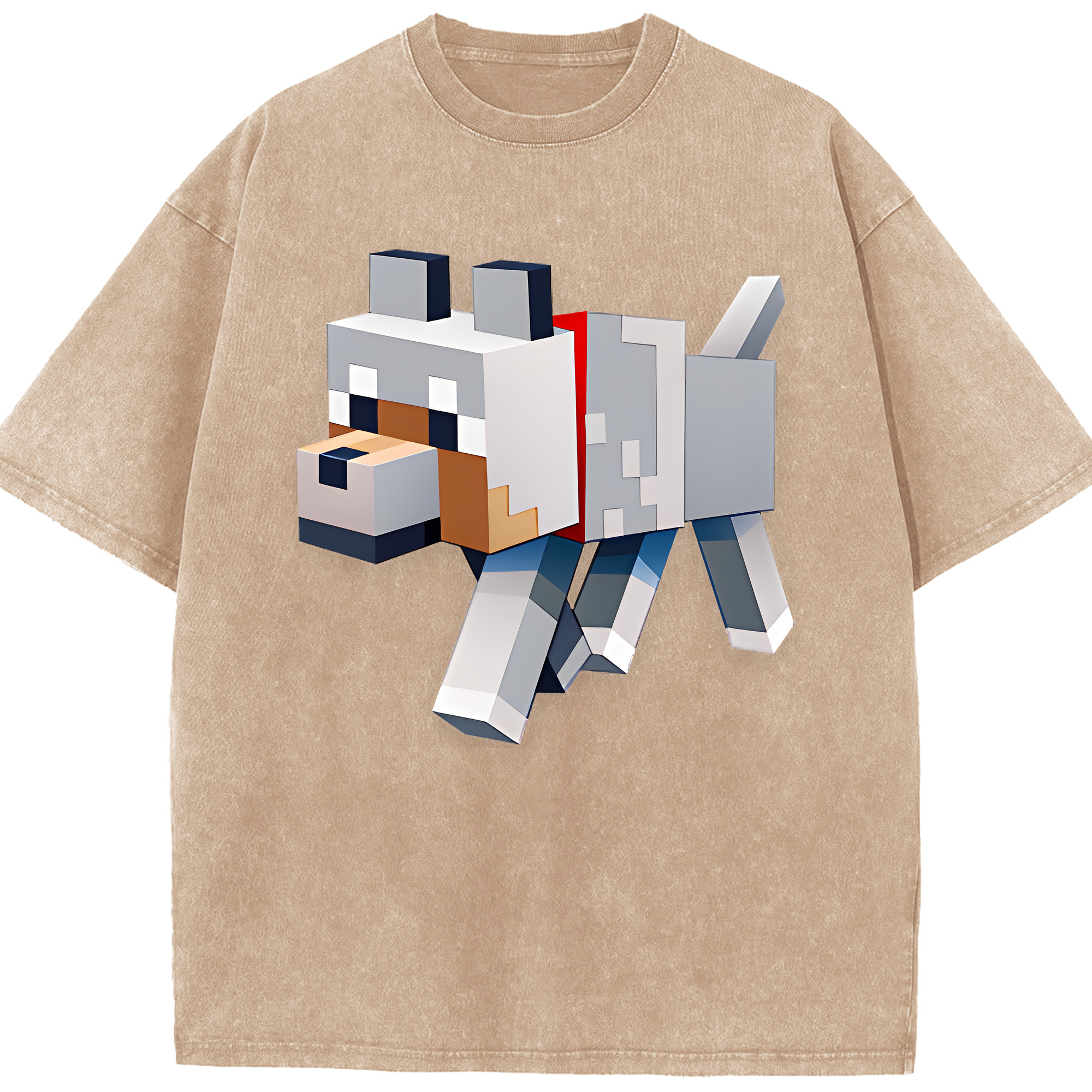 （画像用） マインクラフト ブロックの世界 Minecraft MC Block world 綿100% ヴィンテージ風 半袖Tシャツ（フロントプリント）