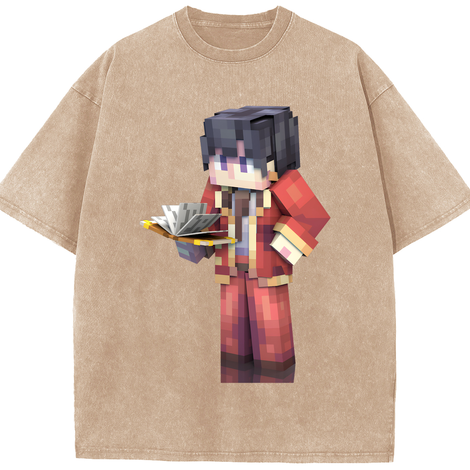 （画像用） マインクラフト ブロックの世界 Minecraft MC Block world 綿100% ヴィンテージ風 半袖Tシャツ（フロントプリント）