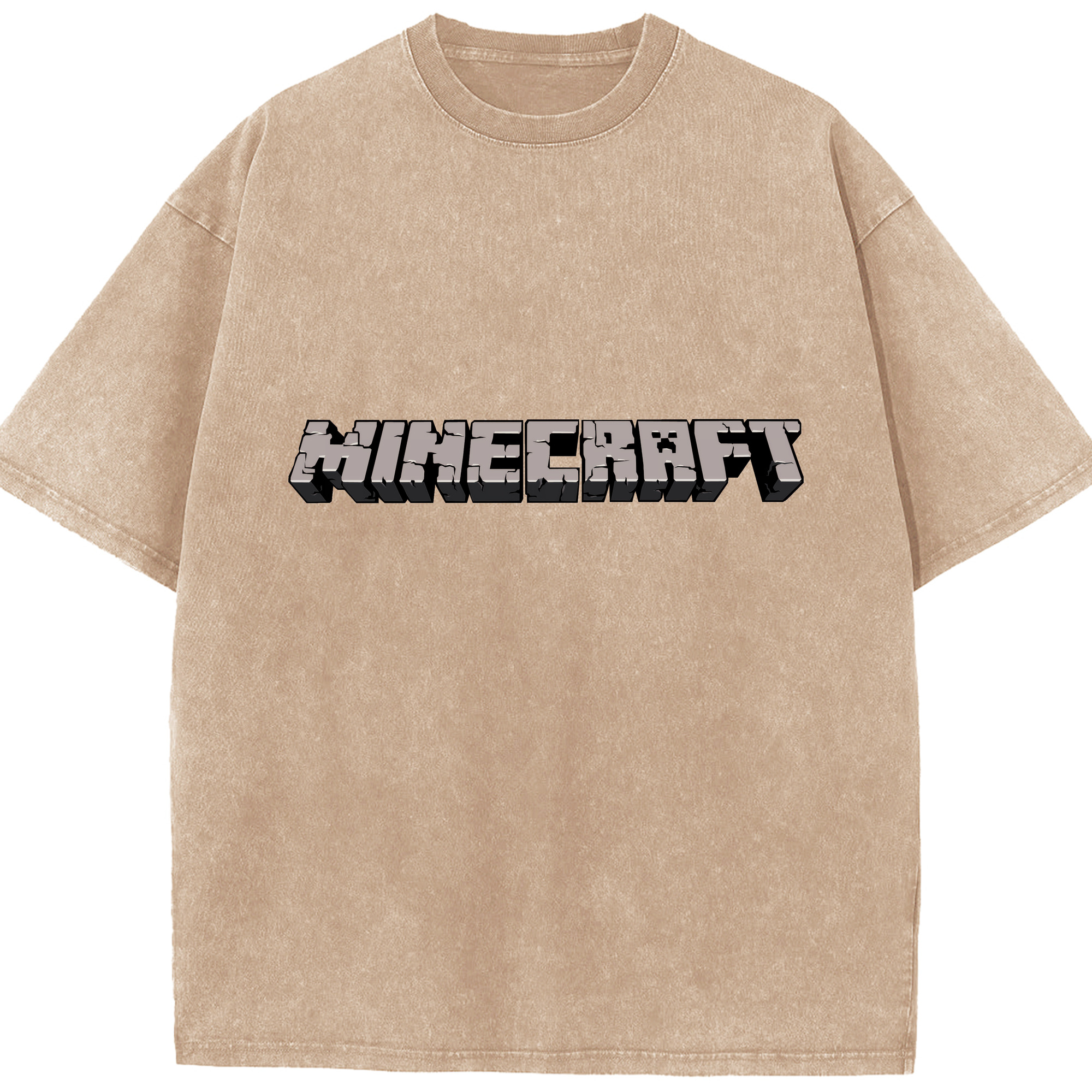 （画像用） マインクラフト ブロックの世界 Minecraft MC Block world 綿100% ヴィンテージ風 半袖Tシャツ（フロントプリント）