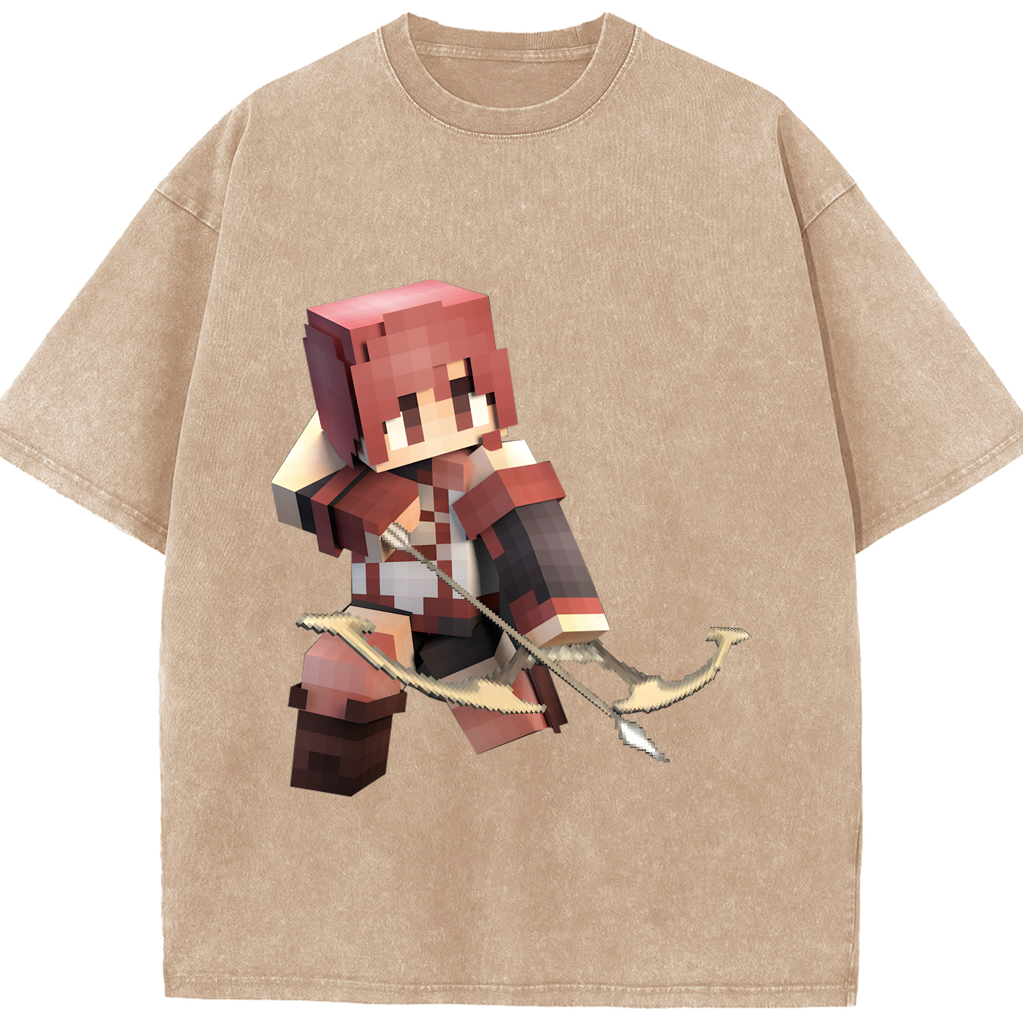 （画像用） マインクラフト ブロックの世界 Minecraft MC Block world 綿100% ヴィンテージ風 半袖Tシャツ（フロントプリント）