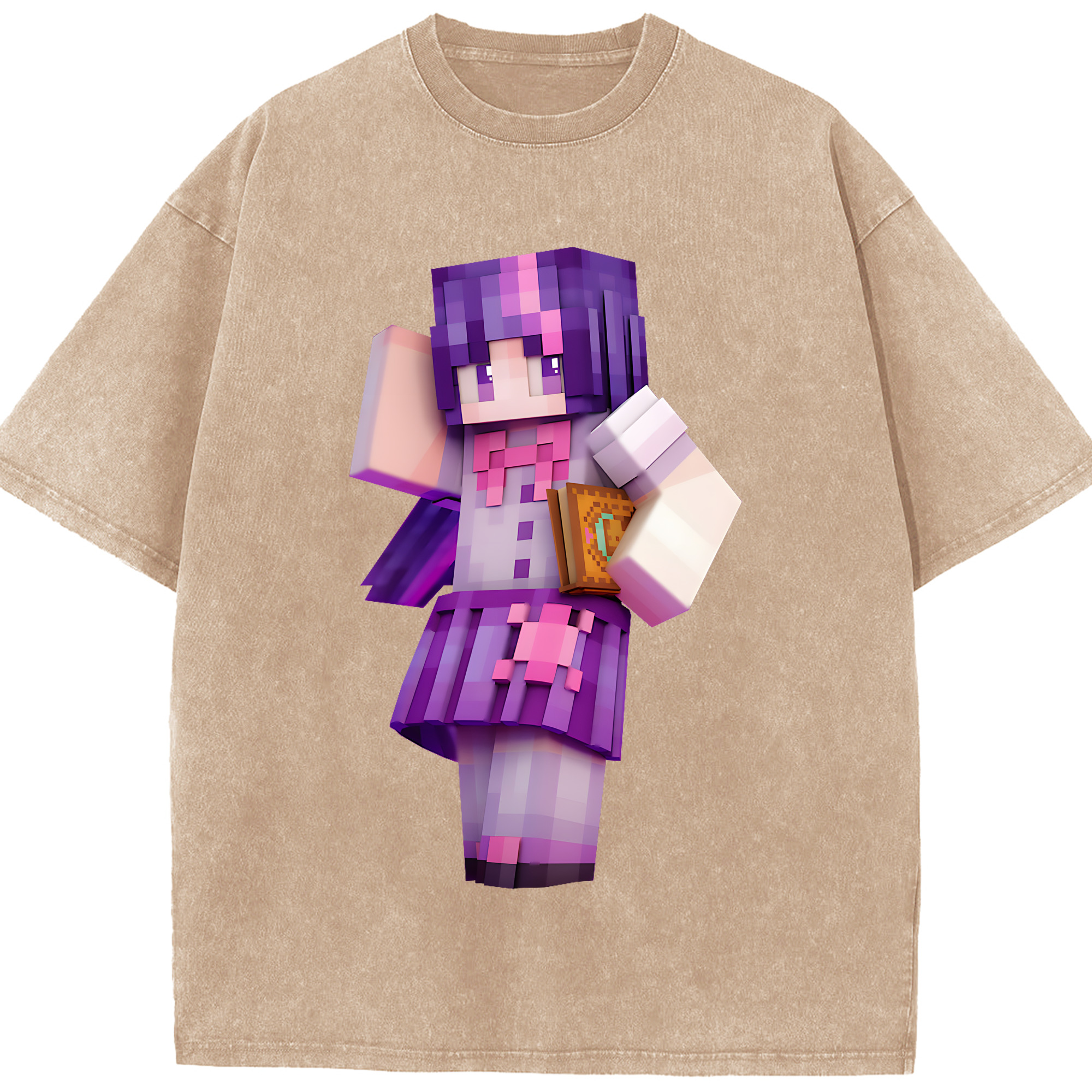 （画像用） マインクラフト ブロックの世界 Minecraft MC Block world 綿100% ヴィンテージ風 半袖Tシャツ（フロントプリント）