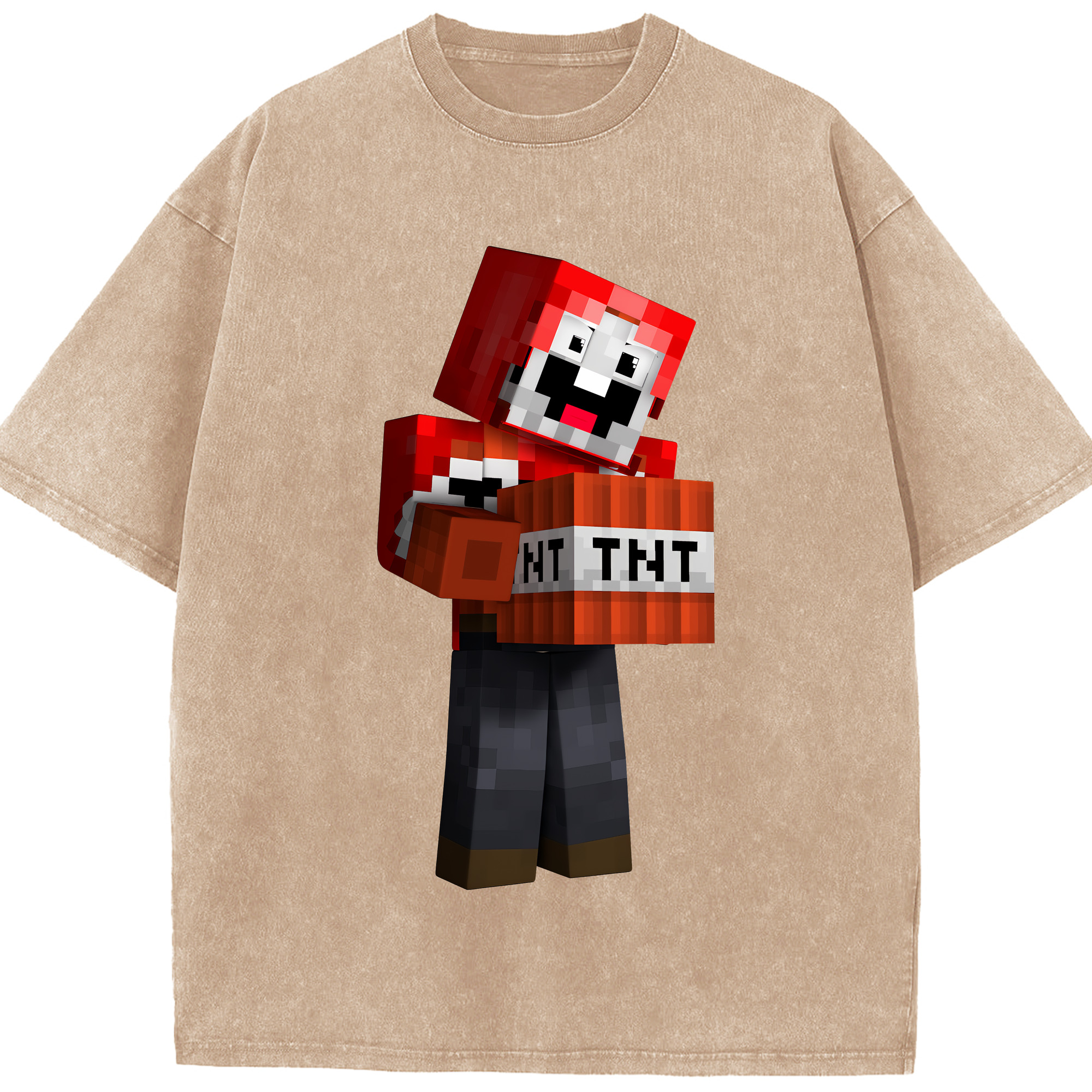（画像用） マインクラフト ブロックの世界 Minecraft MC Block world 綿100% ヴィンテージ風 半袖Tシャツ（フロントプリント）