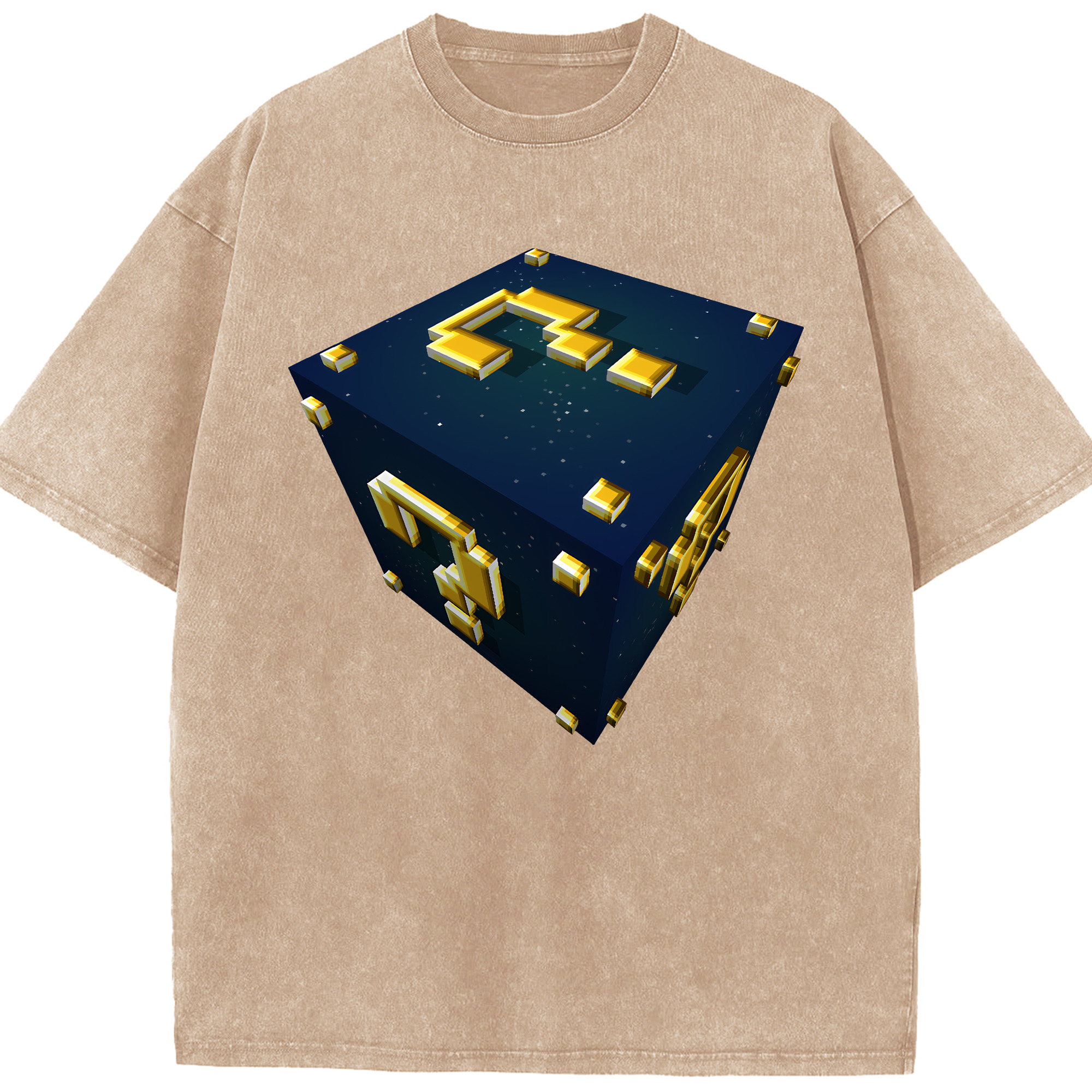 （画像用） マインクラフト ブロックの世界 Minecraft MC Block world 綿100% ヴィンテージ風 半袖Tシャツ（フロントプリント）