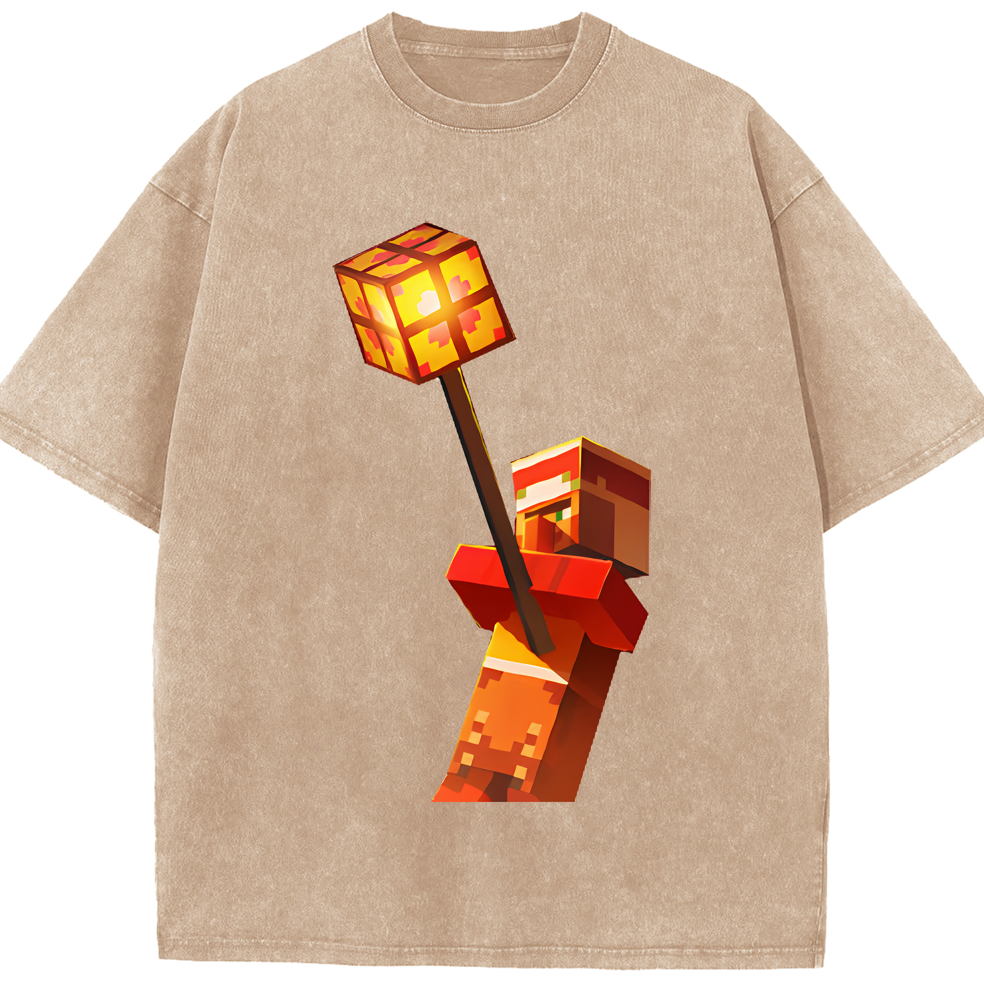 （画像用） マインクラフト ブロックの世界 Minecraft MC Block world 綿100% ヴィンテージ風 半袖Tシャツ（フロントプリント）