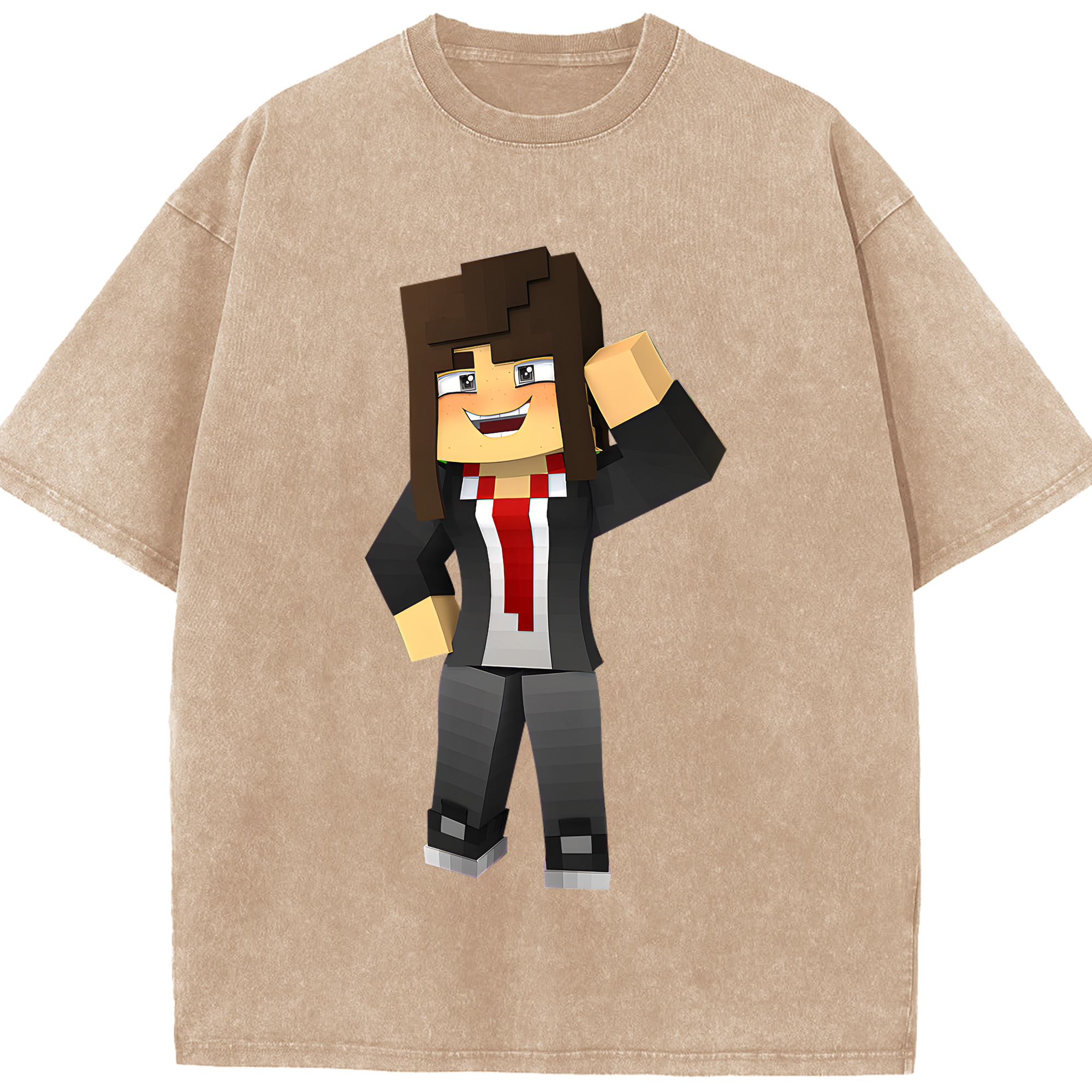 （画像用） マインクラフト ブロックの世界 Minecraft MC Block world 綿100% ヴィンテージ風 半袖Tシャツ（フロントプリント）