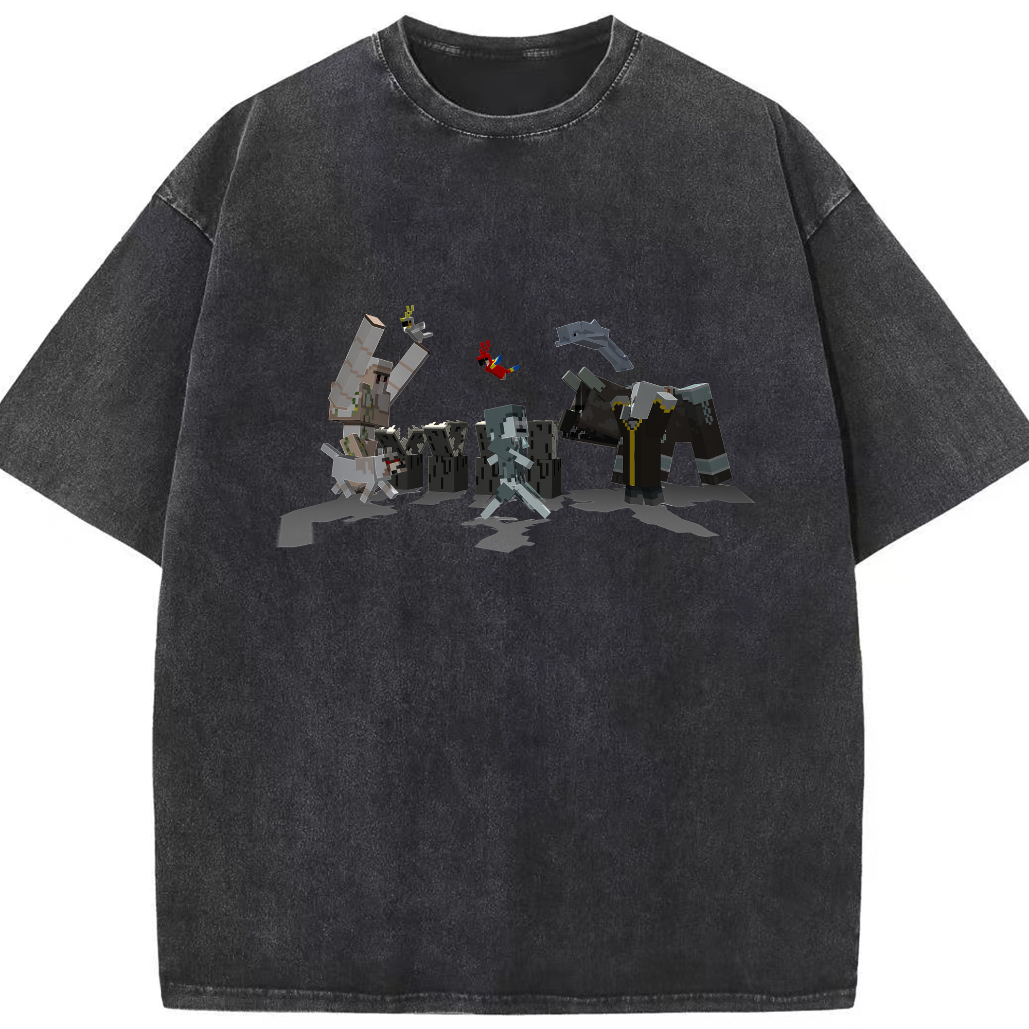 （画像用） マインクラフト ブロックの世界 Minecraft MC Block world 綿100% ヴィンテージ風 半袖Tシャツ（フロントプリント）
