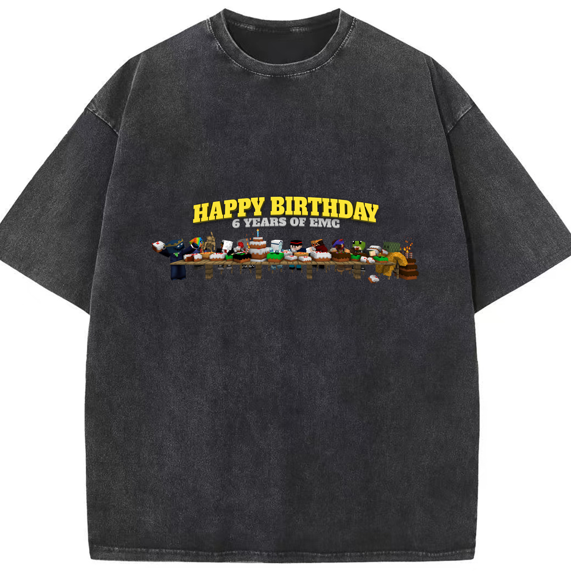 （画像用） マインクラフト ブロックの世界 Minecraft MC Block world 綿100% ヴィンテージ風 半袖Tシャツ（フロントプリント）