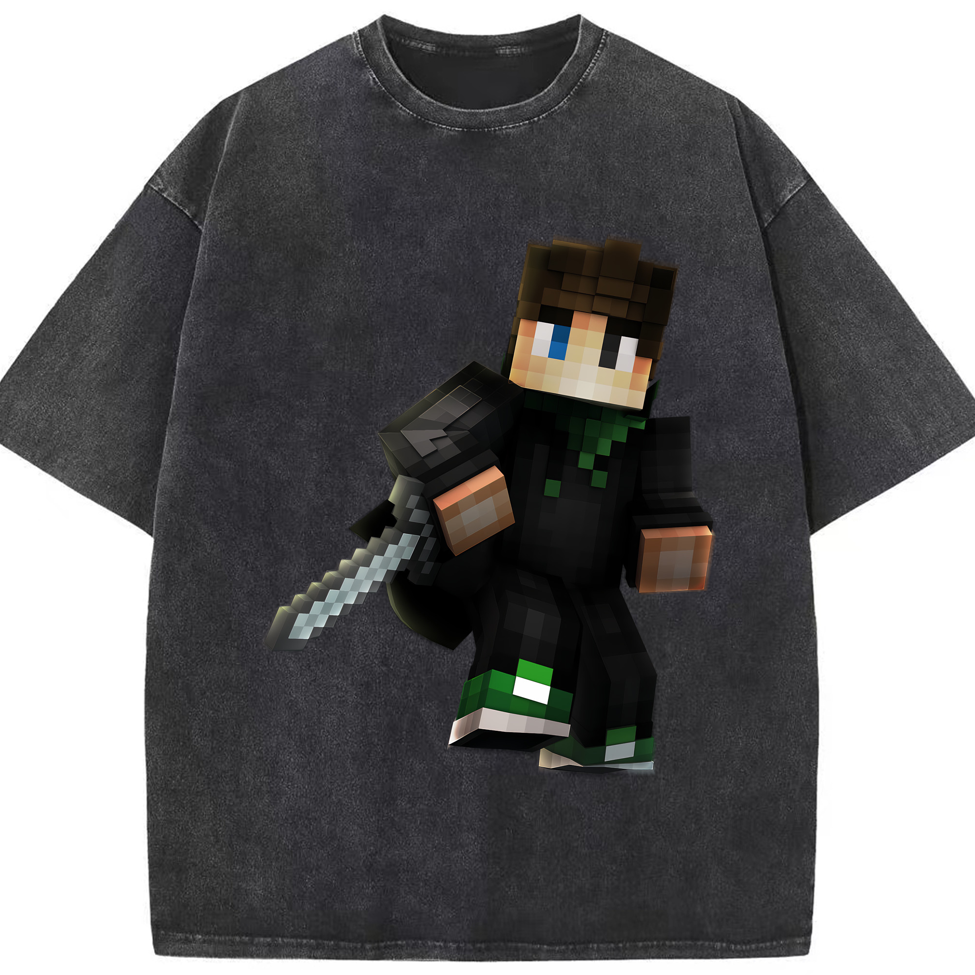 （画像用） マインクラフト ブロックの世界 Minecraft MC Block world 綿100% ヴィンテージ風 半袖Tシャツ（フロントプリント）