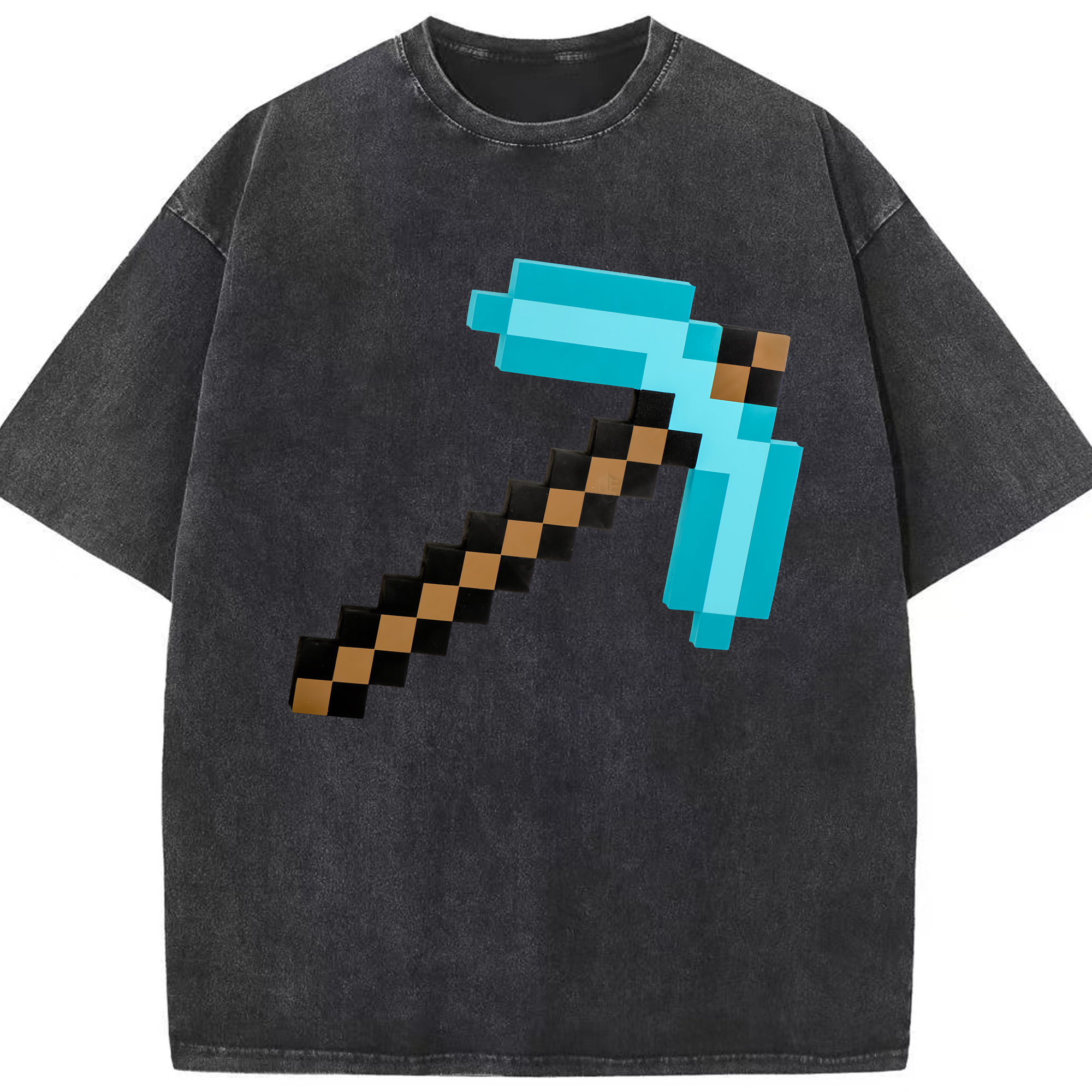 （画像用） マインクラフト ブロックの世界 Minecraft MC Block world 綿100% ヴィンテージ風 半袖Tシャツ（フロントプリント）