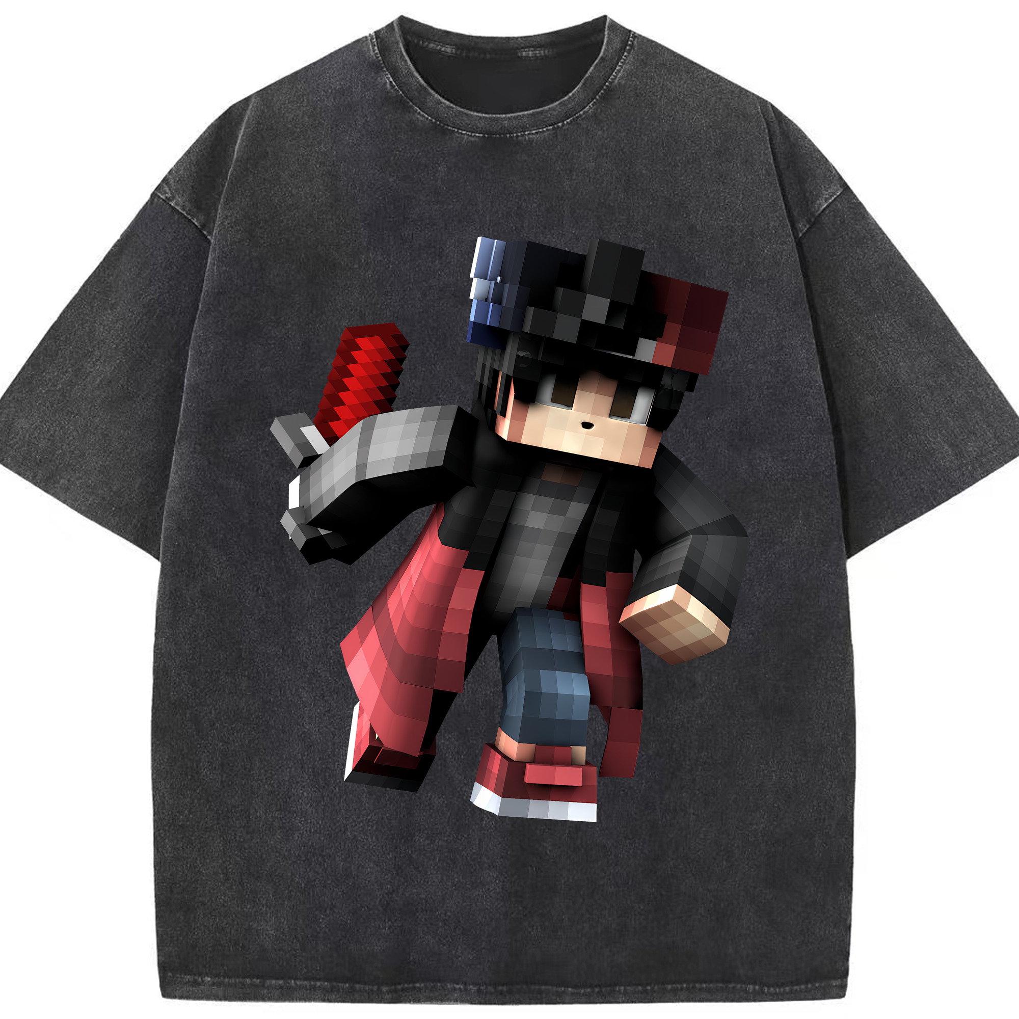 （画像用） マインクラフト ブロックの世界 Minecraft MC Block world 綿100% ヴィンテージ風 半袖Tシャツ（フロントプリント）