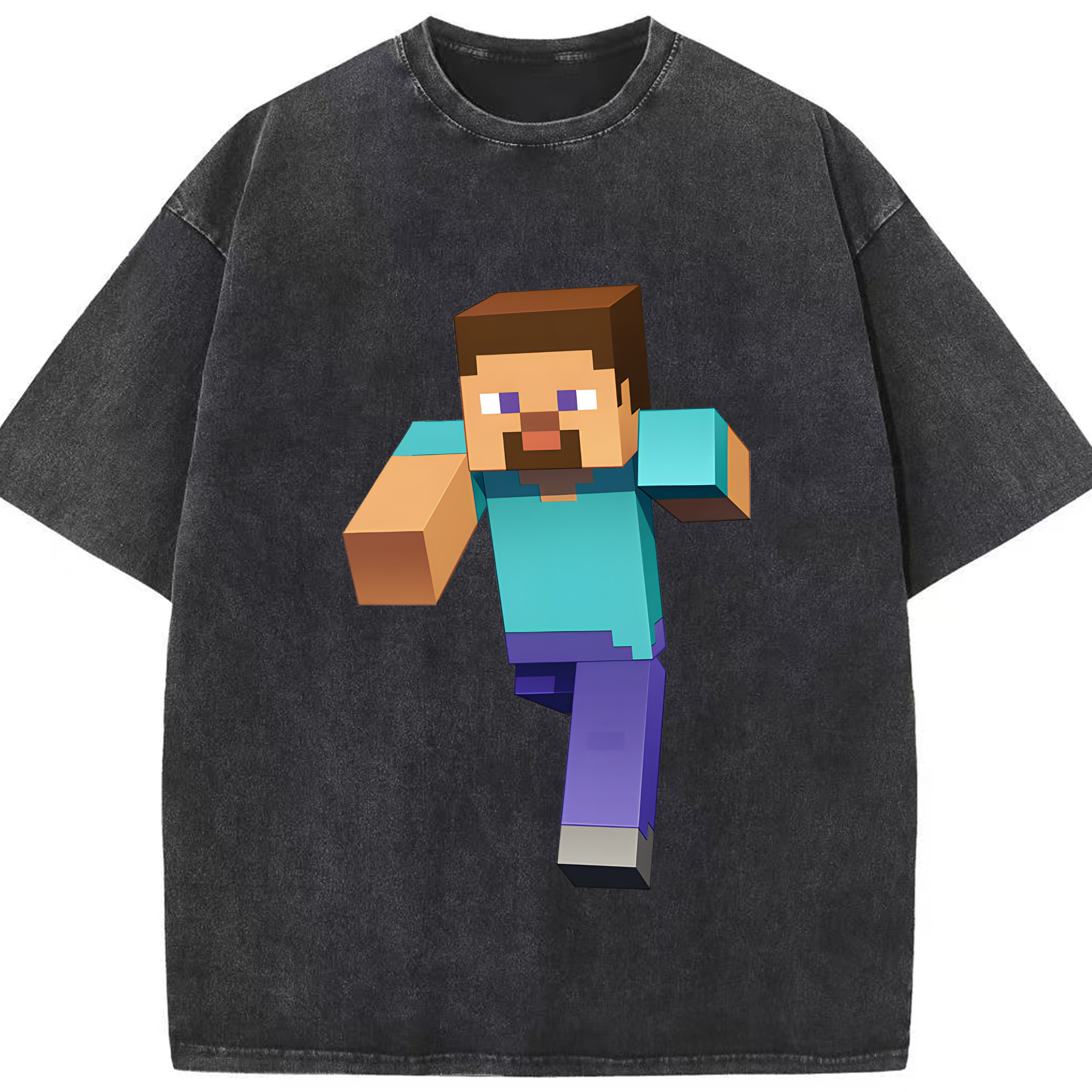 （画像用） マインクラフト ブロックの世界 Minecraft MC Block world 綿100% ヴィンテージ風 半袖Tシャツ（フロントプリント）