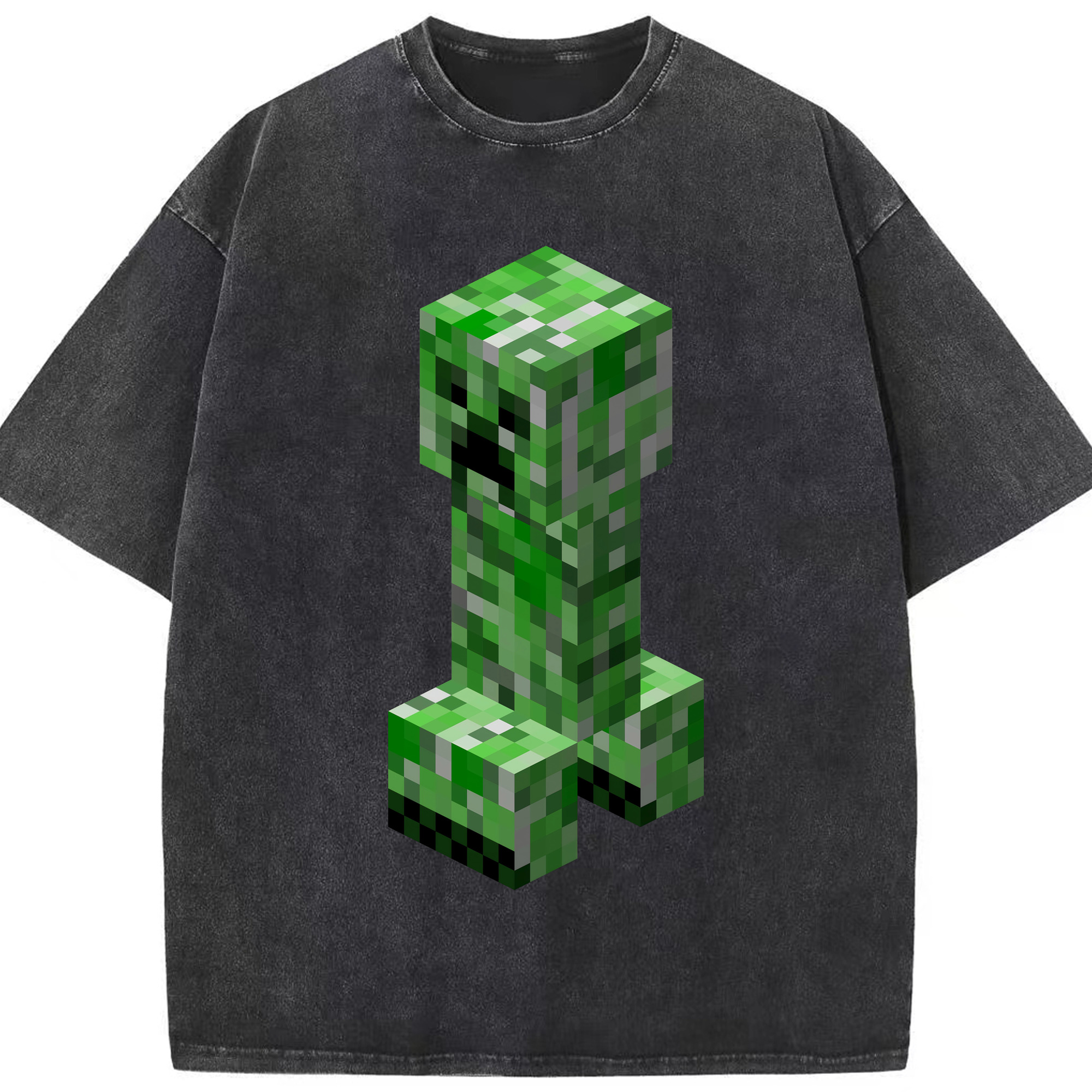 （画像用） マインクラフト ブロックの世界 Minecraft MC Block world 綿100% ヴィンテージ風 半袖Tシャツ（フロントプリント）
