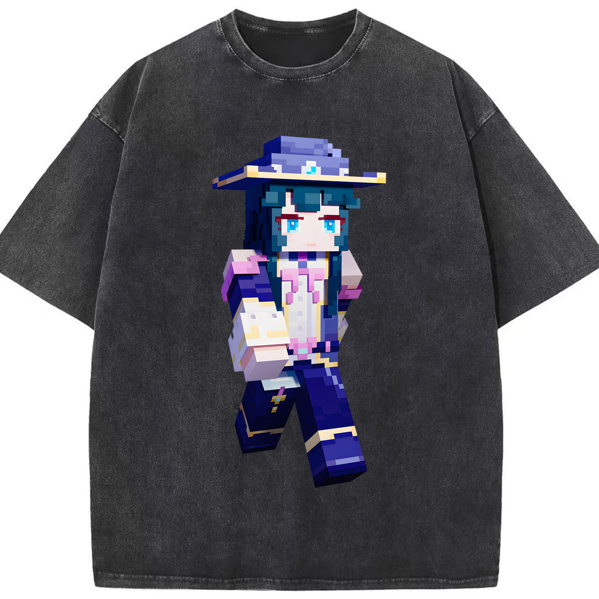 （画像用） マインクラフト ブロックの世界 Minecraft MC Block world 綿100% ヴィンテージ風 半袖Tシャツ（フロントプリント）