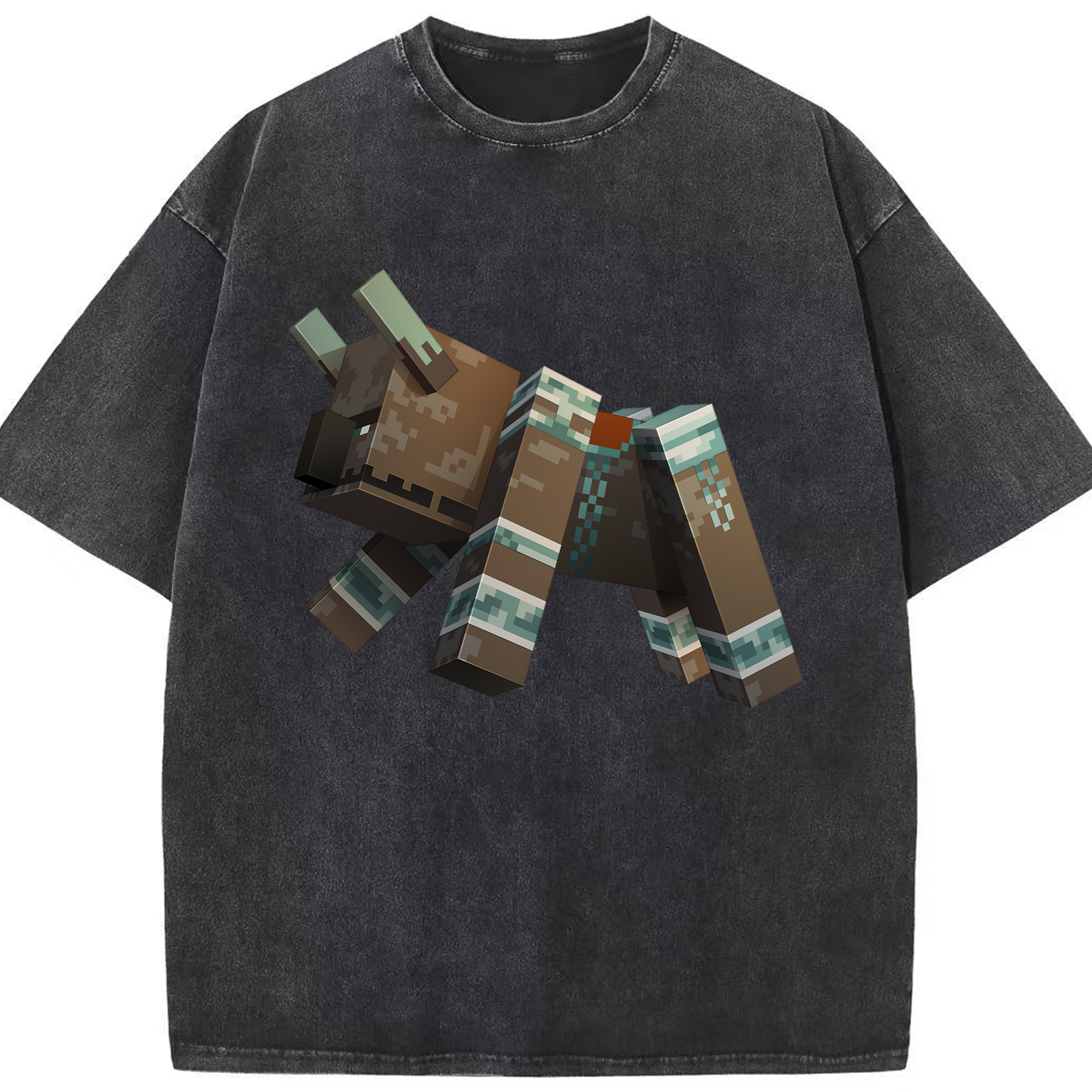 （画像用） マインクラフト ブロックの世界 Minecraft MC Block world 綿100% ヴィンテージ風 半袖Tシャツ（フロントプリント）