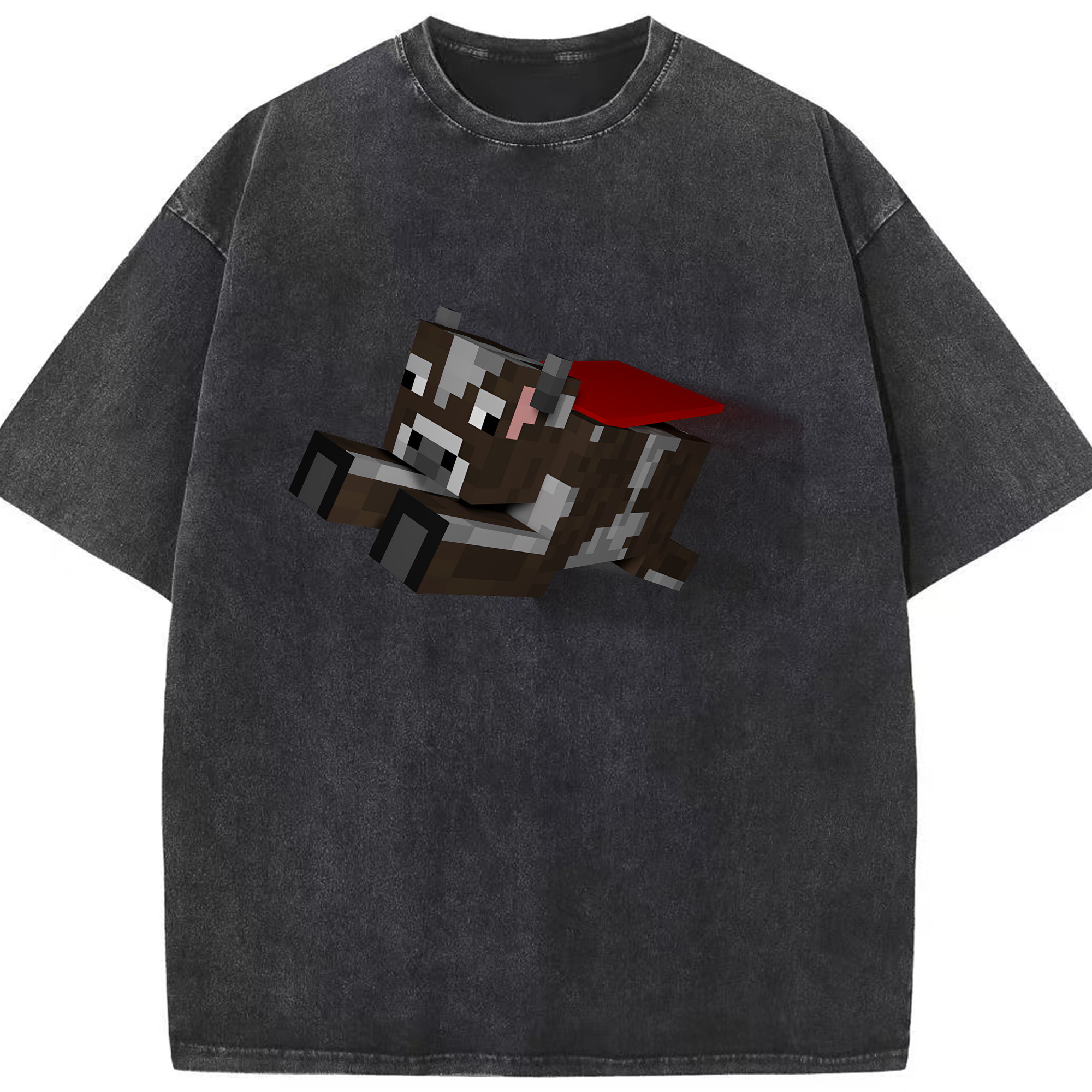 （画像用） マインクラフト ブロックの世界 Minecraft MC Block world 綿100% ヴィンテージ風 半袖Tシャツ（フロントプリント）
