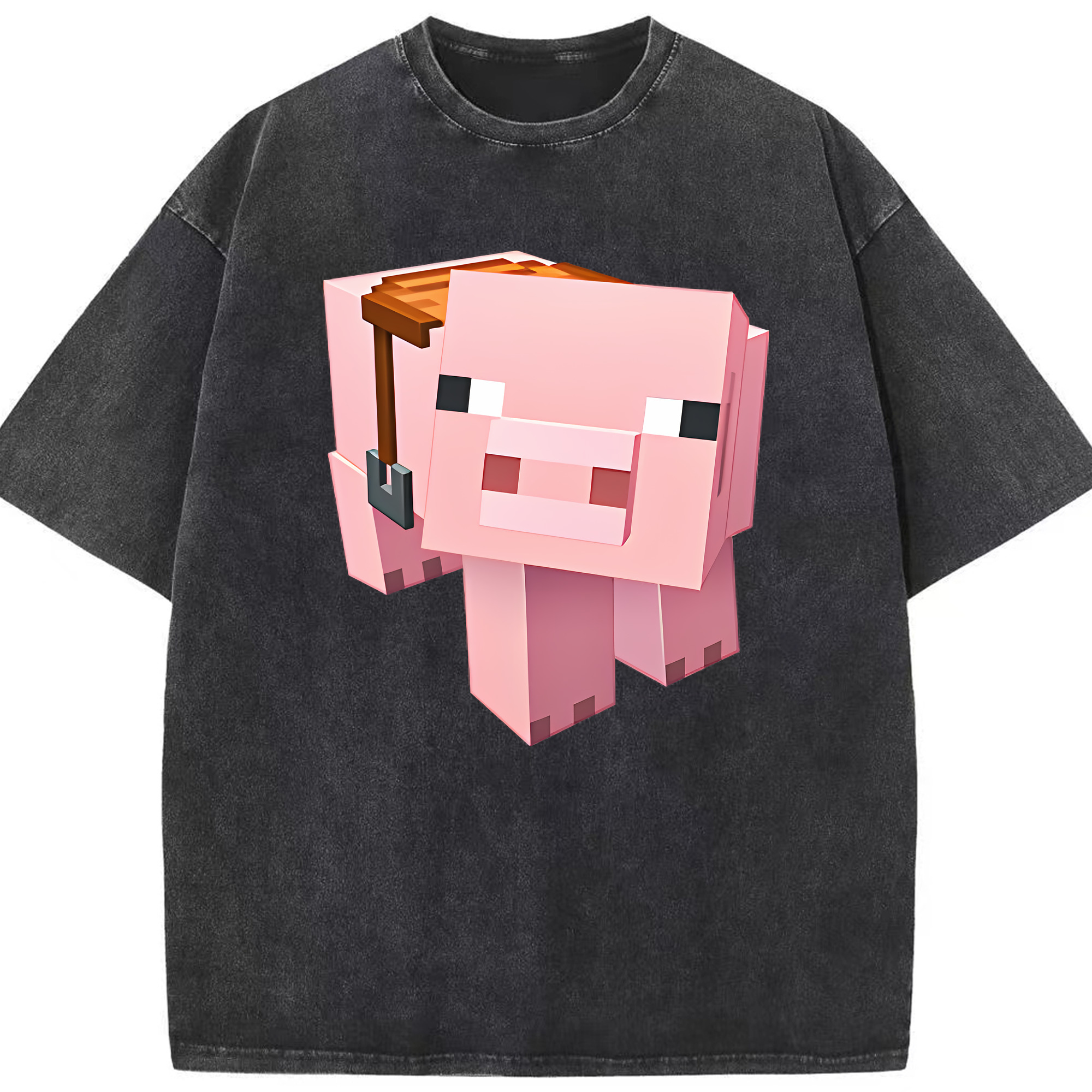 （画像用） マインクラフト ブロックの世界 Minecraft MC Block world 綿100% ヴィンテージ風 半袖Tシャツ（フロントプリント）