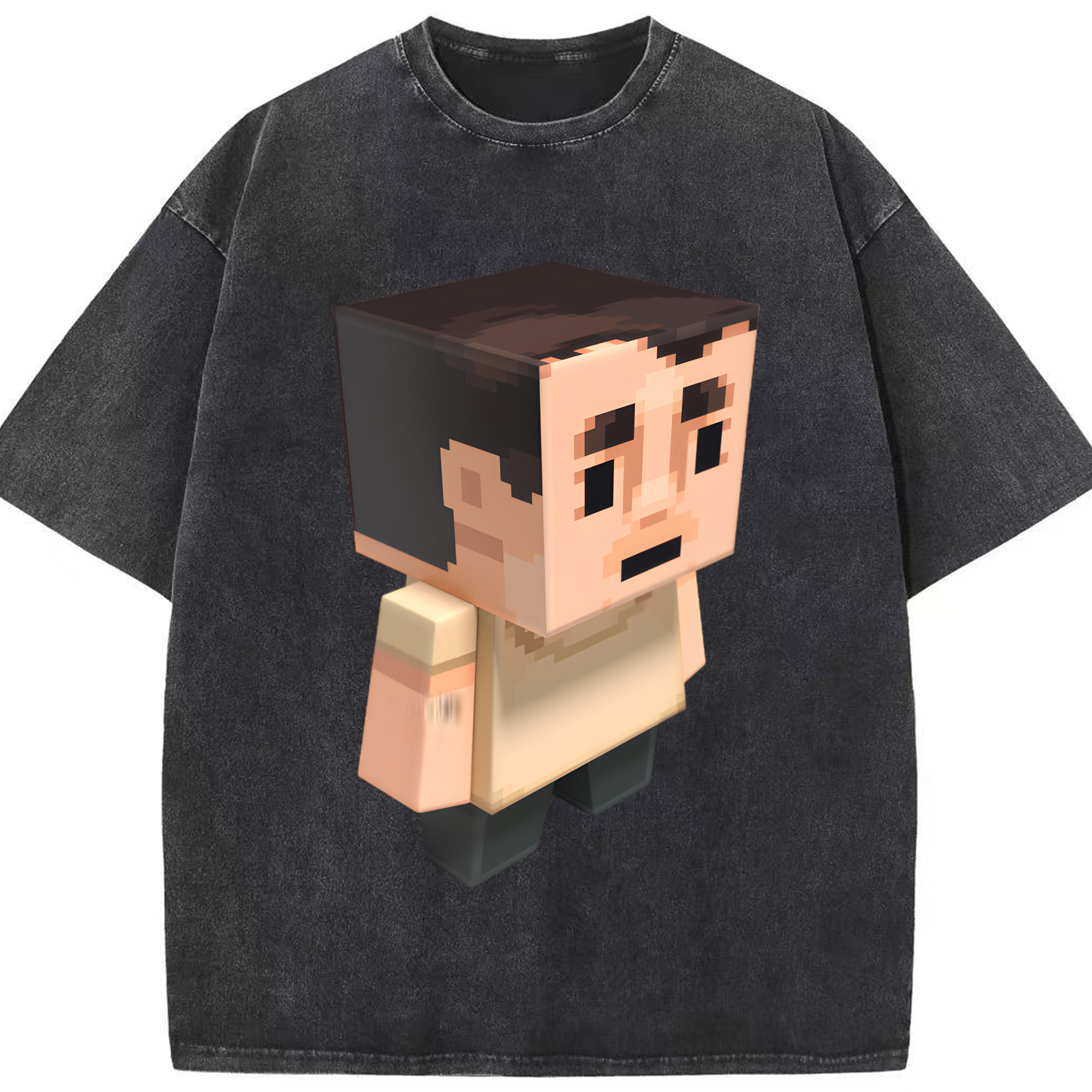 （画像用） マインクラフト ブロックの世界 Minecraft MC Block world 綿100% ヴィンテージ風 半袖Tシャツ（フロントプリント）