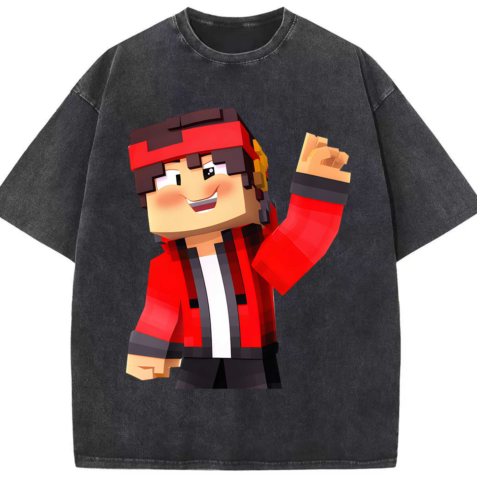 （画像用） マインクラフト ブロックの世界 Minecraft MC Block world 綿100% ヴィンテージ風 半袖Tシャツ（フロントプリント）