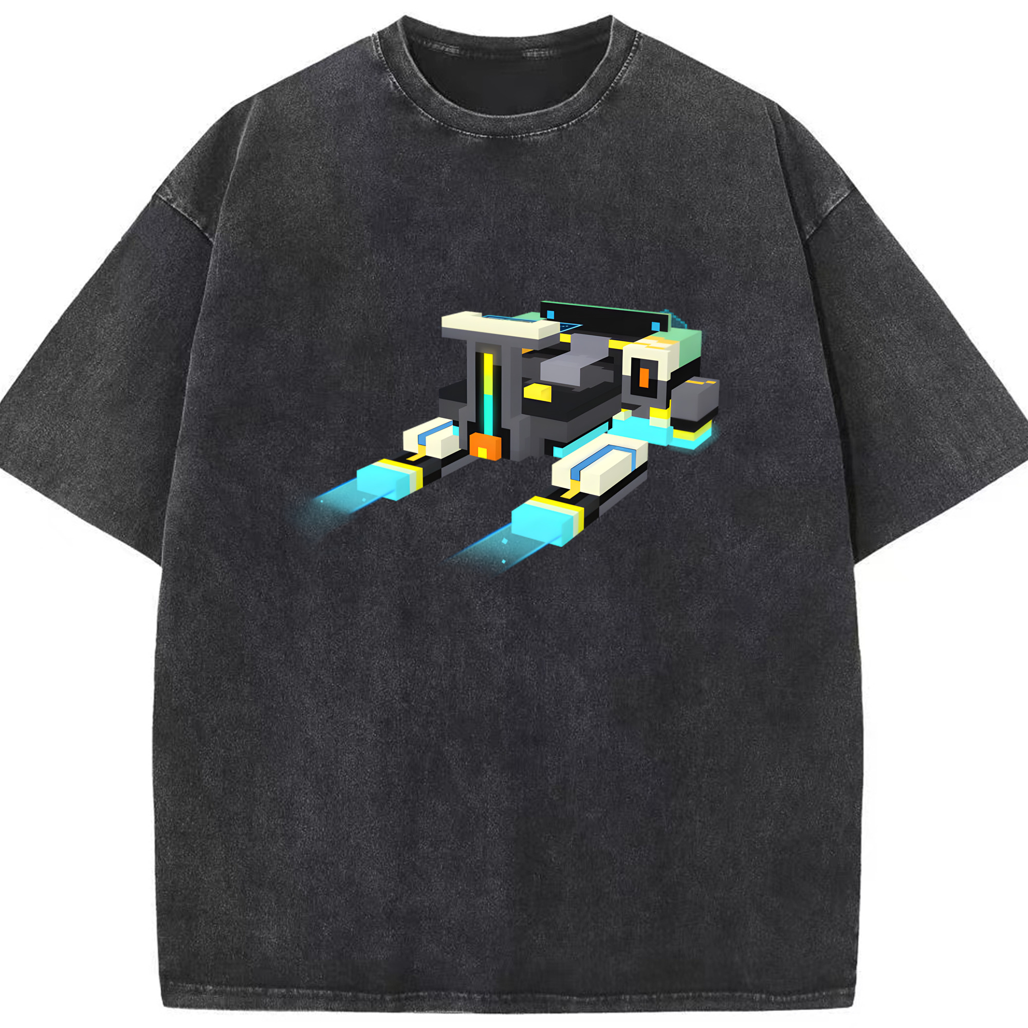 （画像用） マインクラフト ブロックの世界 Minecraft MC Block world 綿100% ヴィンテージ風 半袖Tシャツ（フロントプリント）
