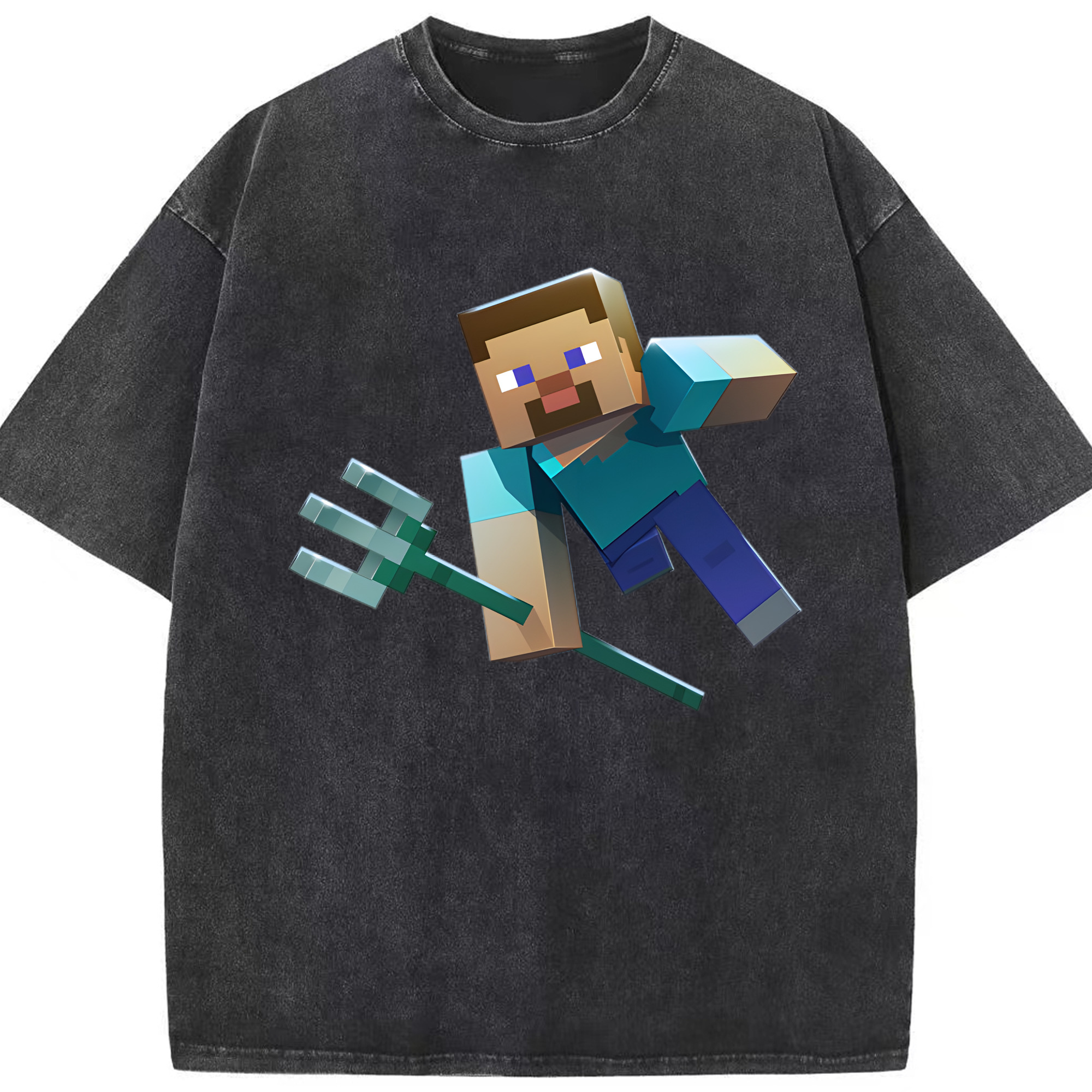 （画像用） マインクラフト ブロックの世界 Minecraft MC Block world 綿100% ヴィンテージ風 半袖Tシャツ（フロントプリント）