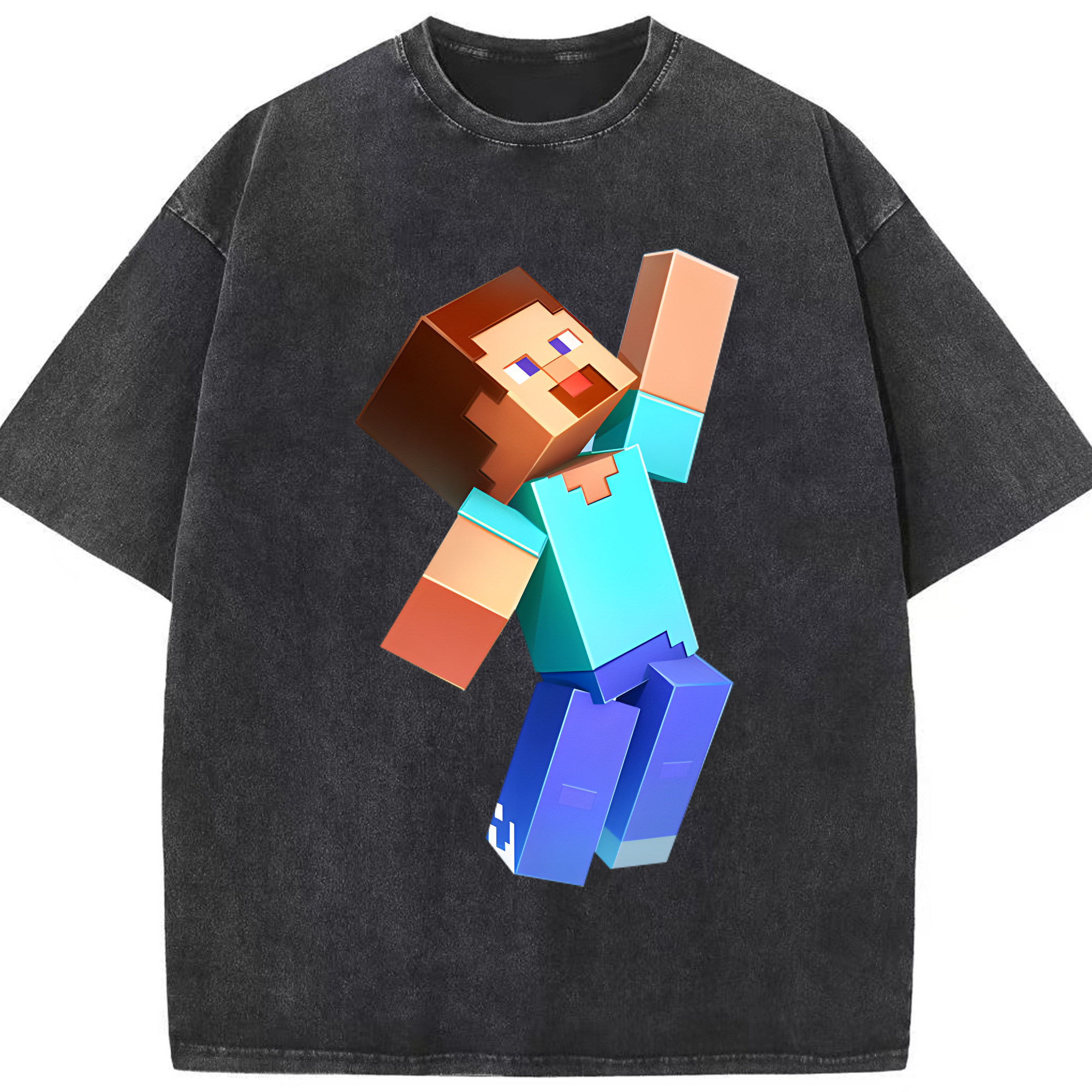 （画像用） マインクラフト ブロックの世界 Minecraft MC Block world 綿100% ヴィンテージ風 半袖Tシャツ（フロントプリント）