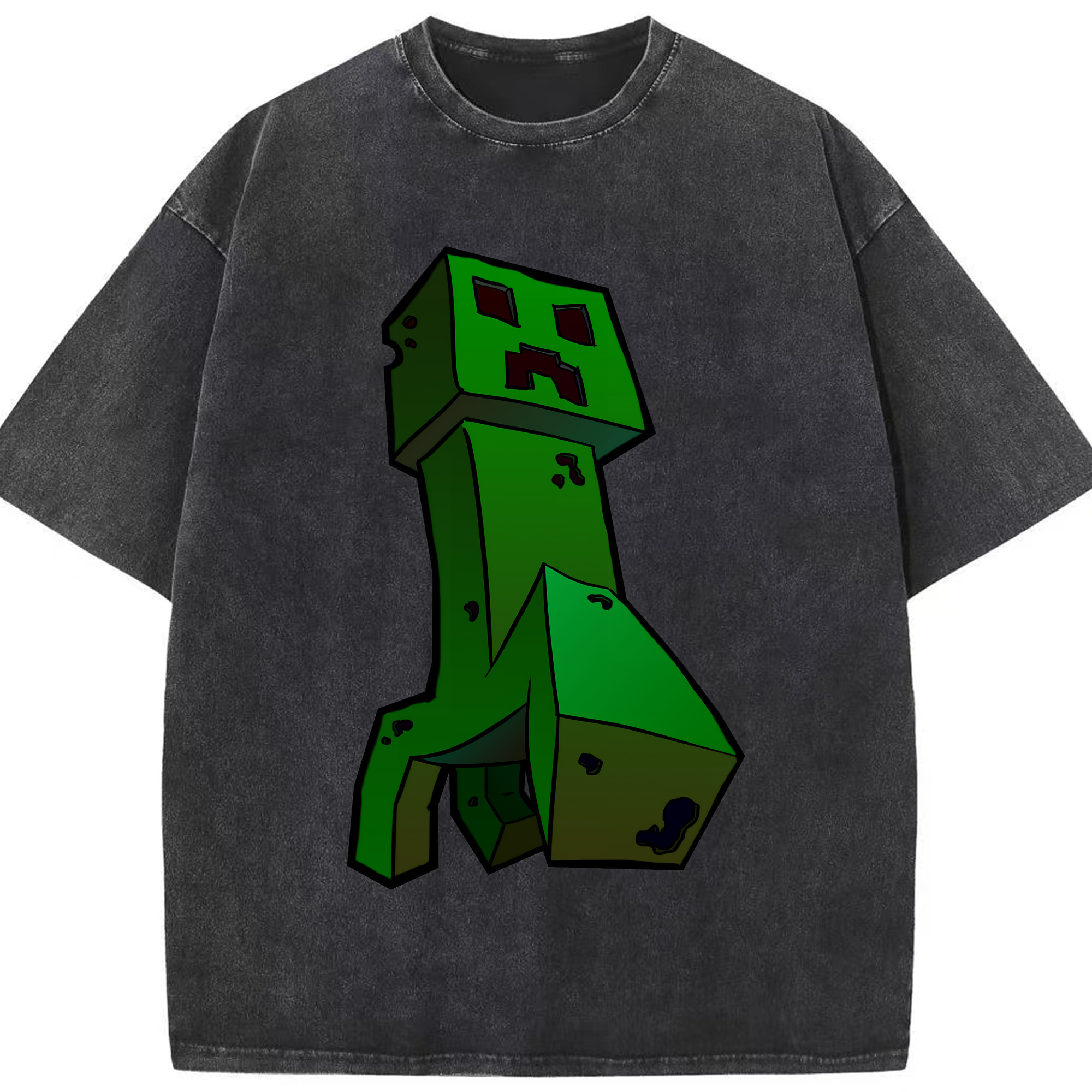 （画像用） マインクラフト ブロックの世界 Minecraft MC Block world 綿100% ヴィンテージ風 半袖Tシャツ（フロントプリント）