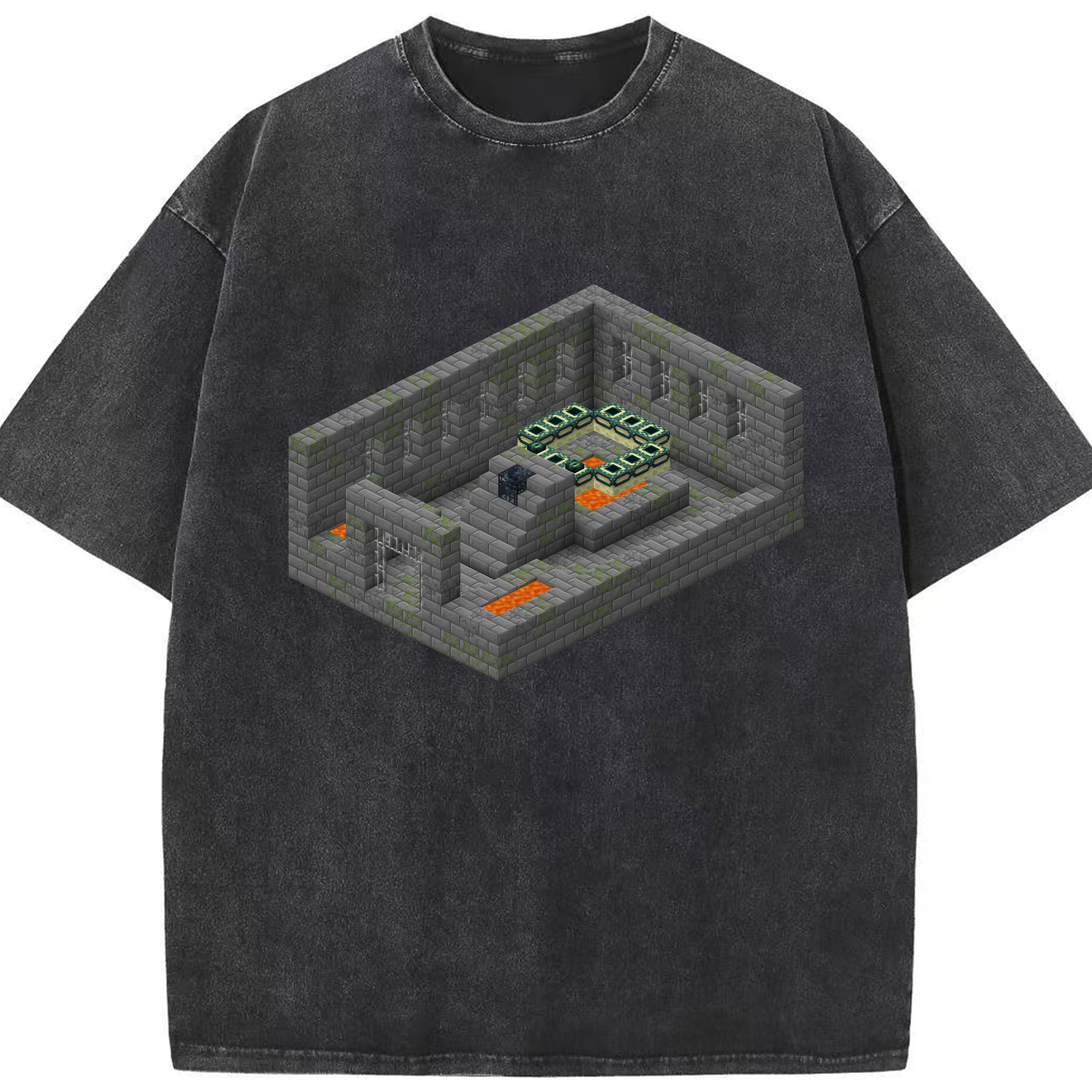 （画像用） マインクラフト ブロックの世界 Minecraft MC Block world 綿100% ヴィンテージ風 半袖Tシャツ（フロントプリント）