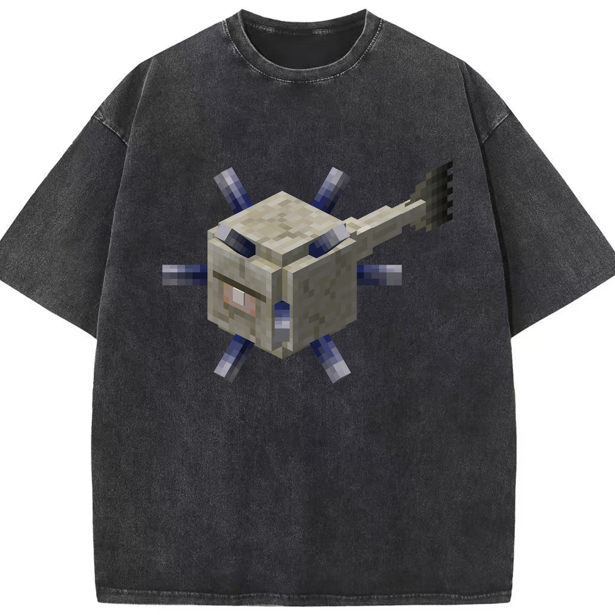 （画像用） マインクラフト ブロックの世界 Minecraft MC Block world 綿100% ヴィンテージ風 半袖Tシャツ（フロントプリント）